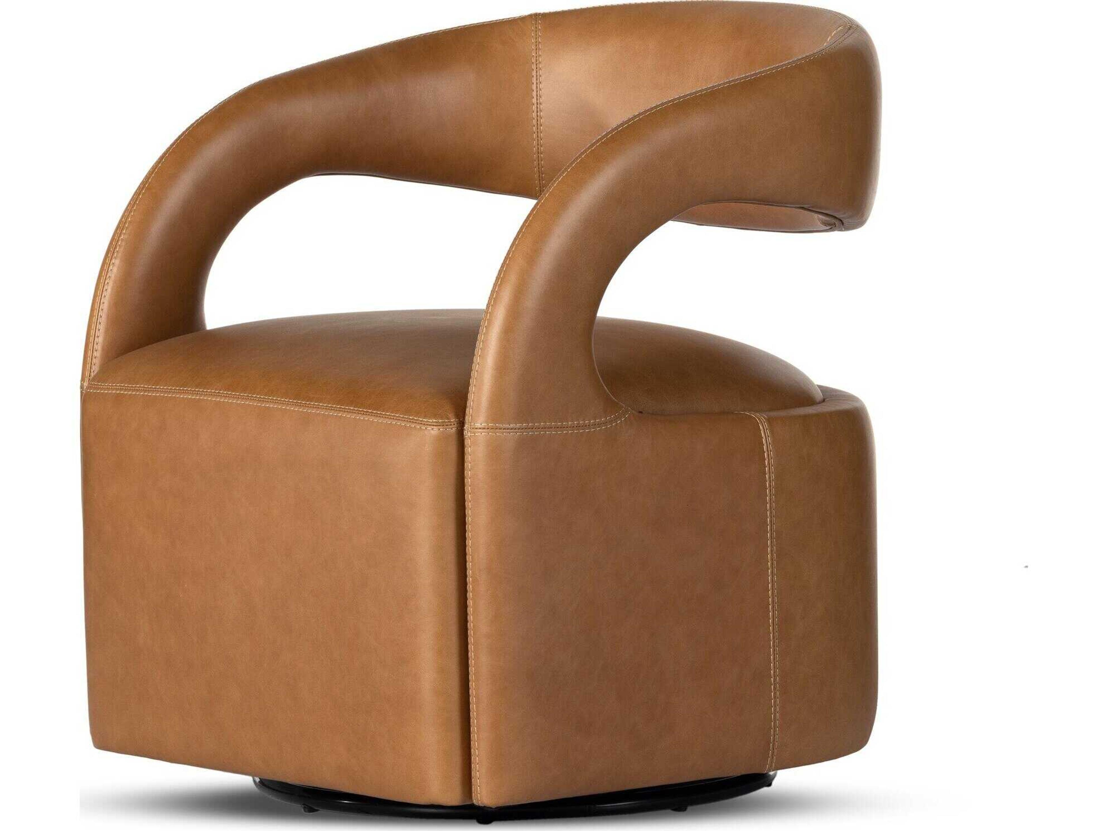 Hawkins Swivel Chair Top-Grain Leather Accent Chair