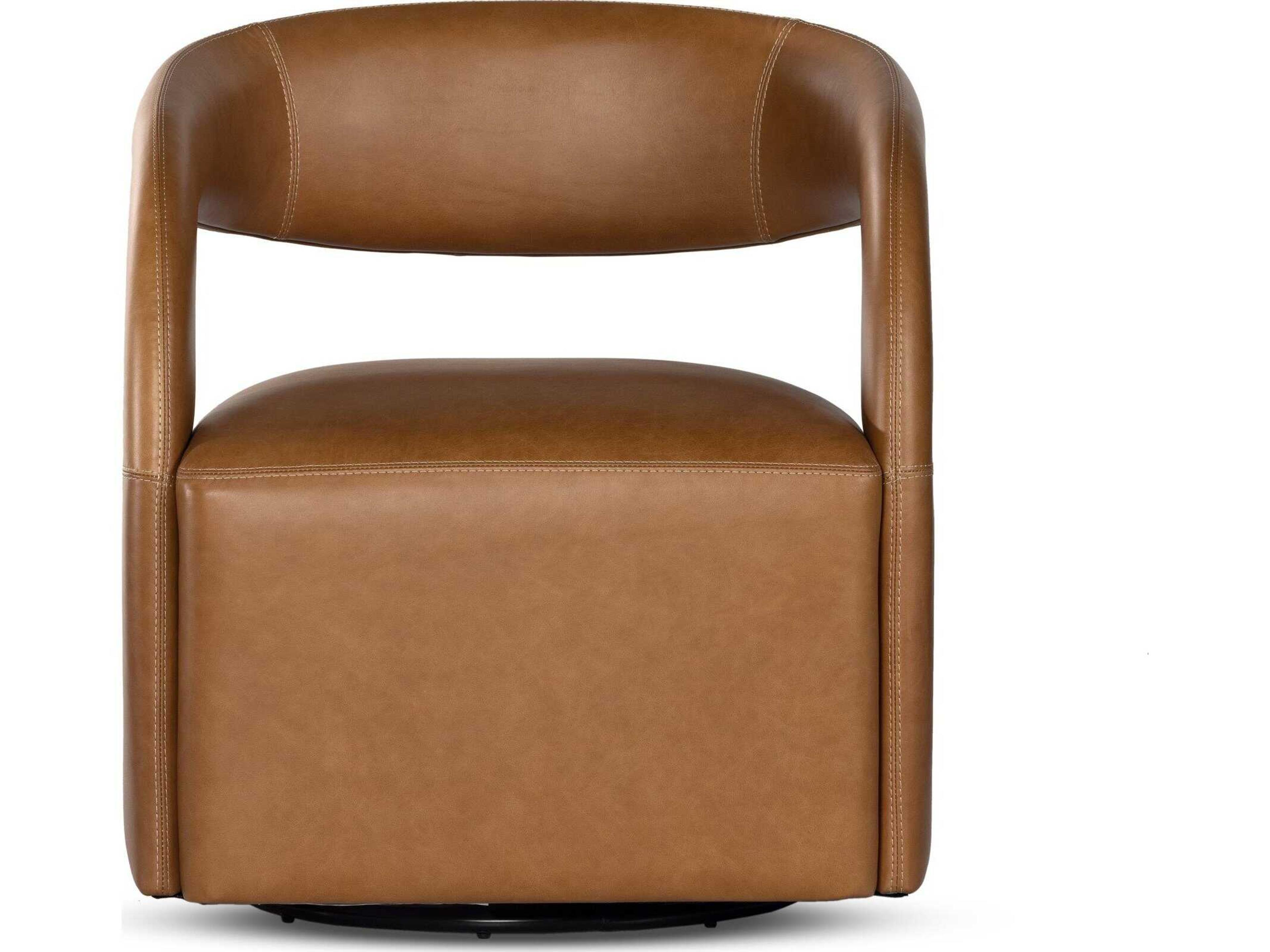 Luxecor Globetrotter Hawkins Sonoma Butterscotch Leather Swivel Chair