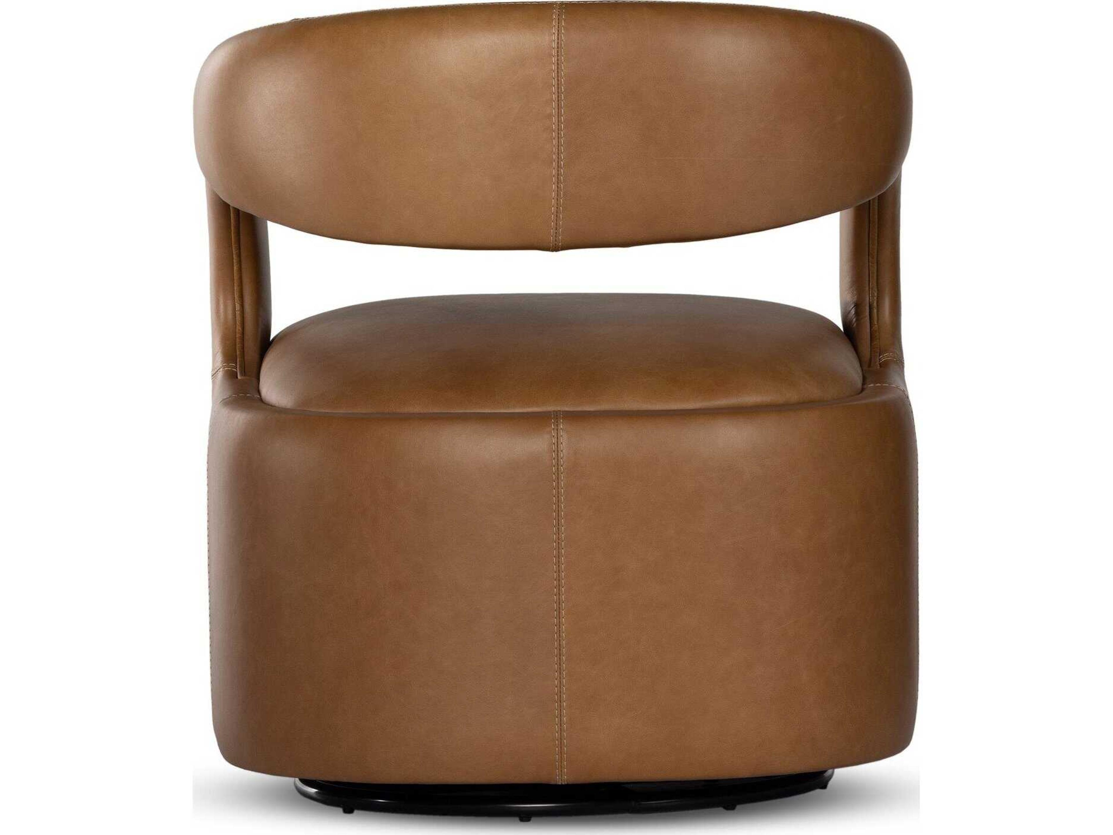 Luxecor Globetrotter Hawkins Sonoma Butterscotch Leather Swivel Chair