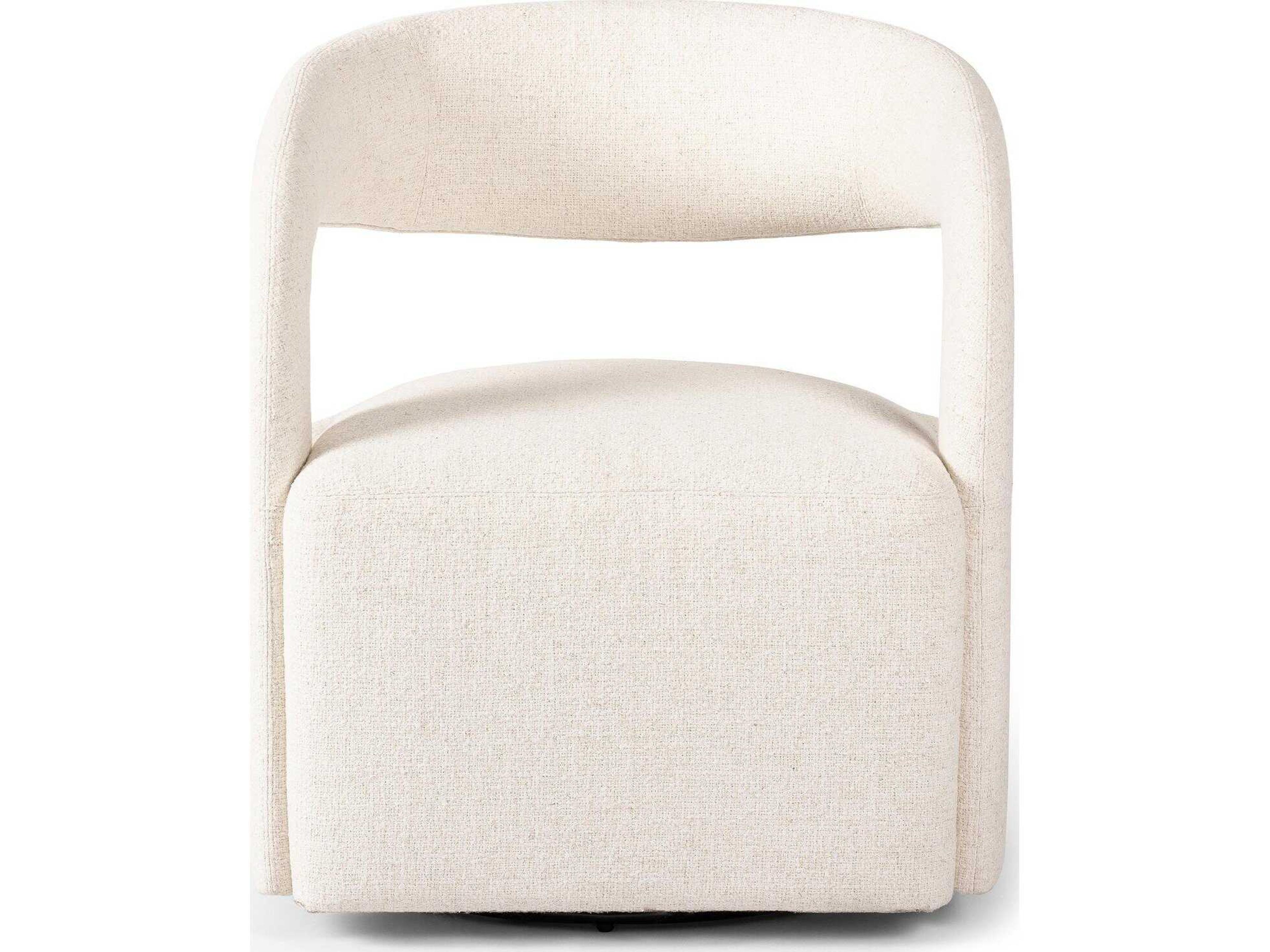 Four Hands Townsend Hawkins Swivel White Fabric Accent Chair