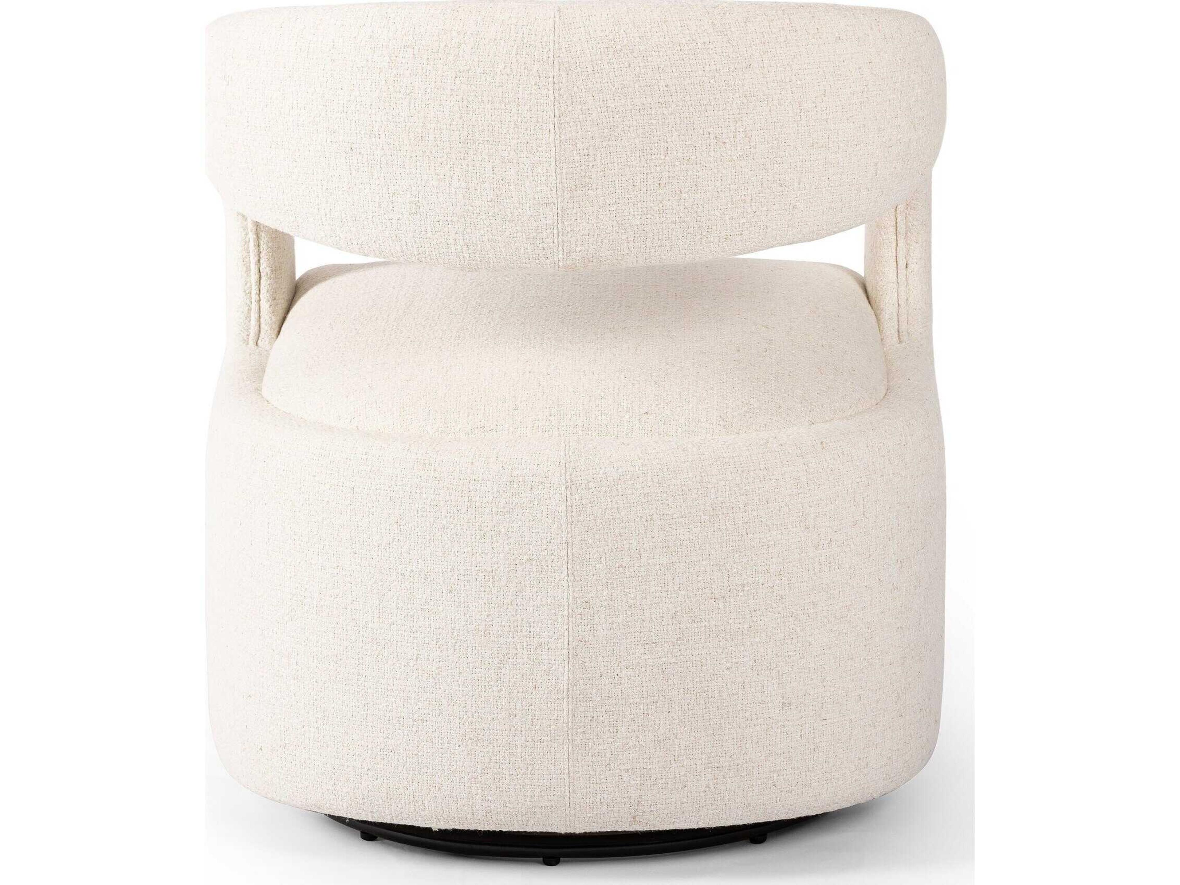 Four Hands Townsend Hawkins Swivel White Fabric Accent Chair