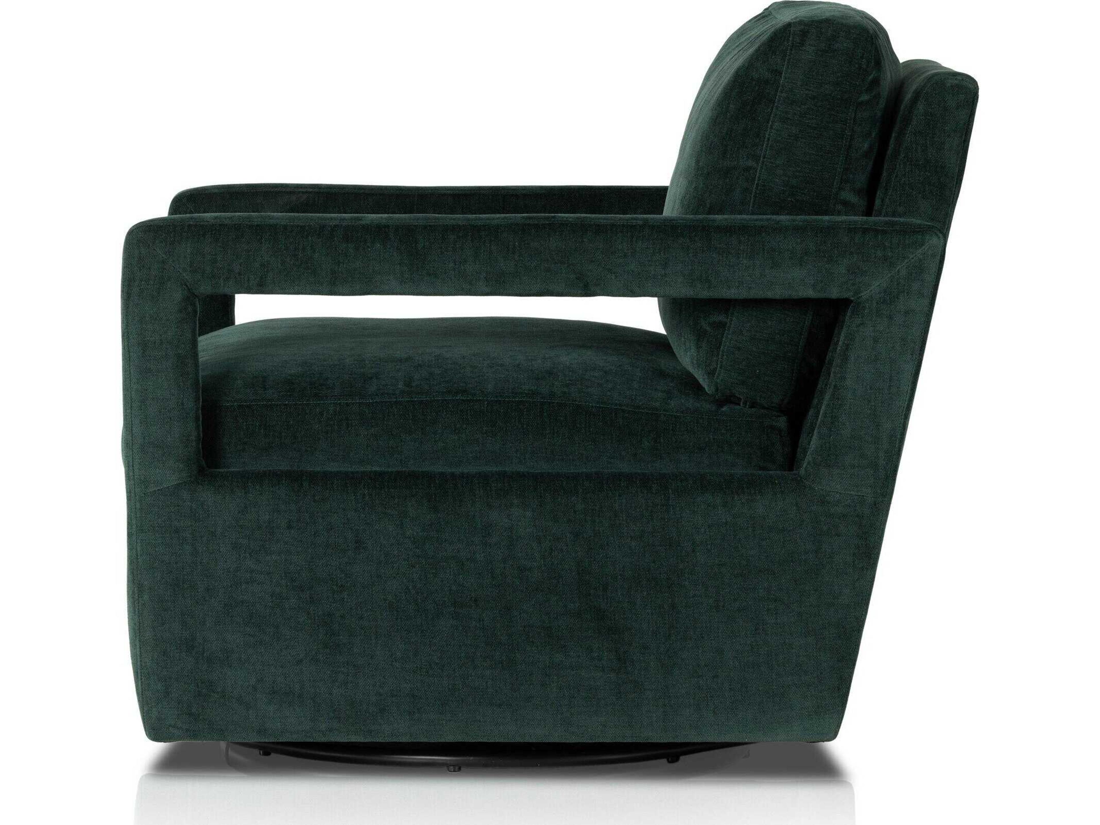 Four Hands Grayson Olson Emerald Worn Velvet  Swivel Chair