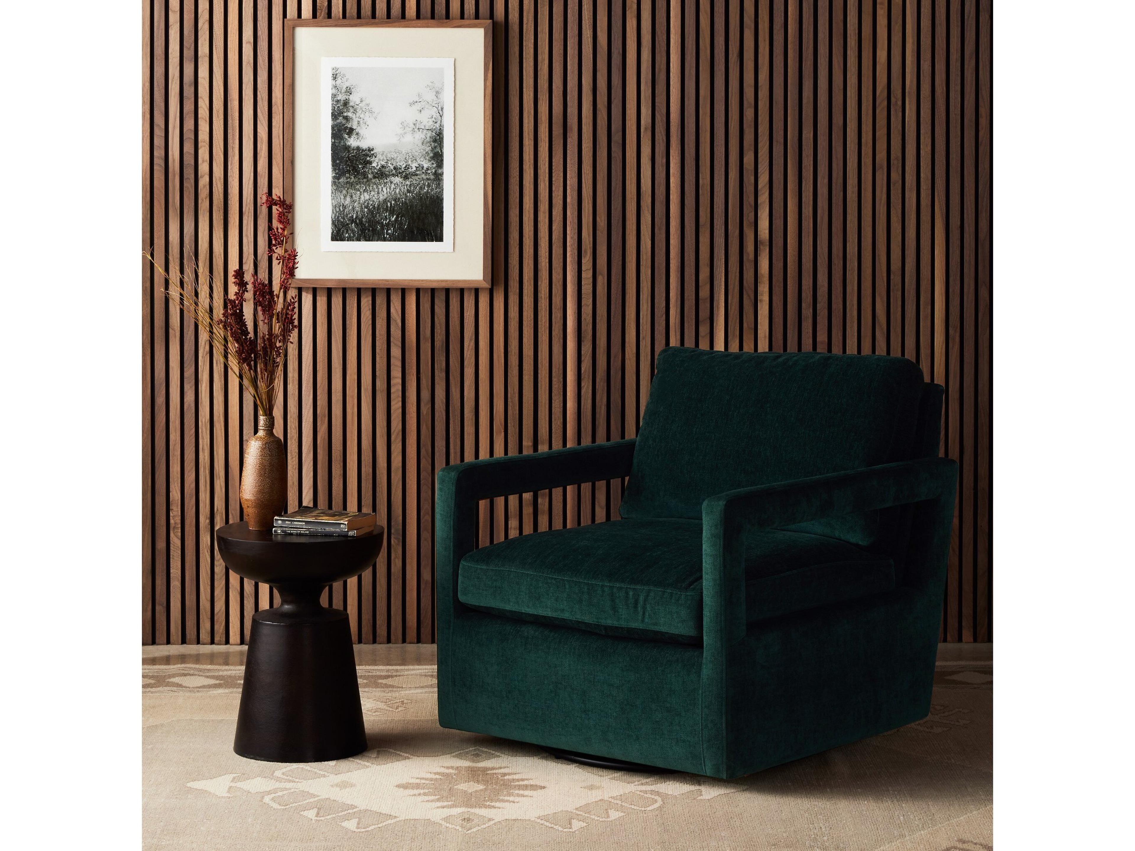 Four Hands Grayson Olson Emerald Worn Velvet  Swivel Chair