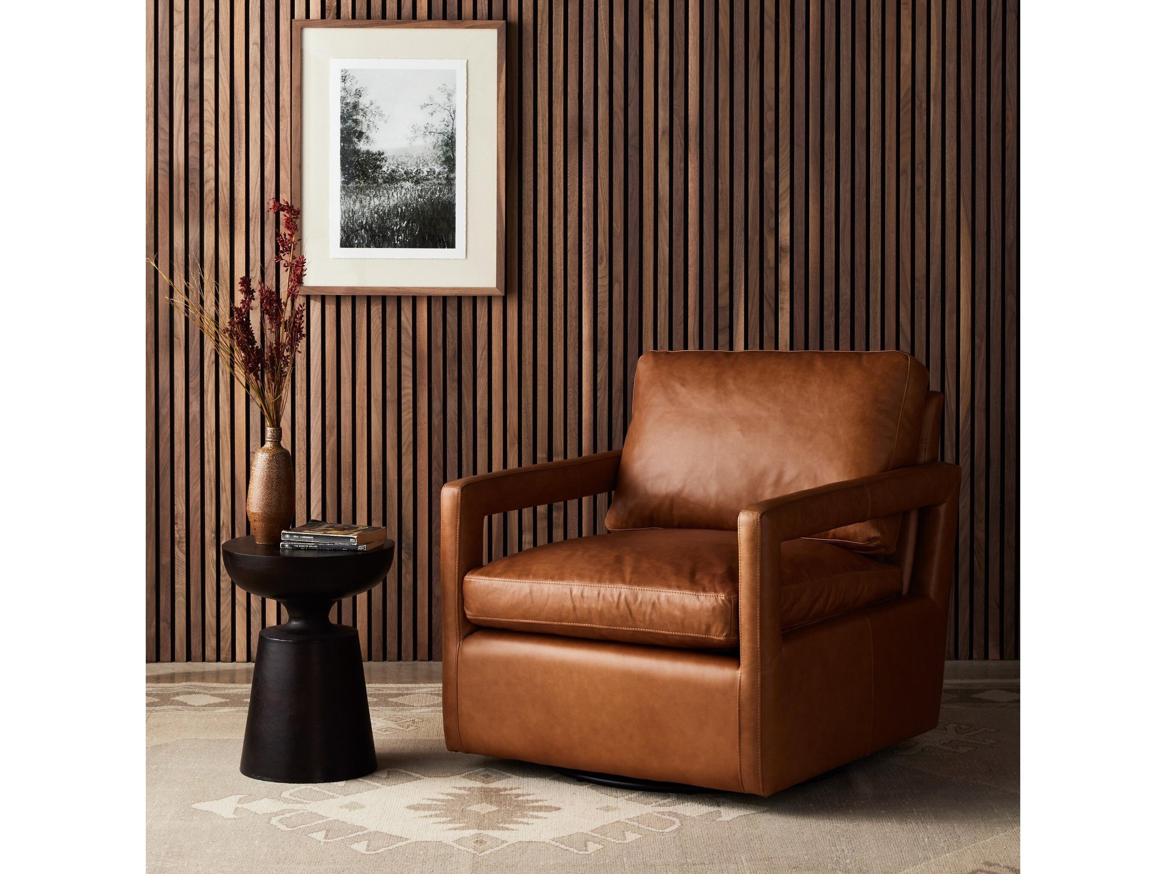 Four Hands Grayson Olson Sonoma Butterscotch Leather Swivel Chair