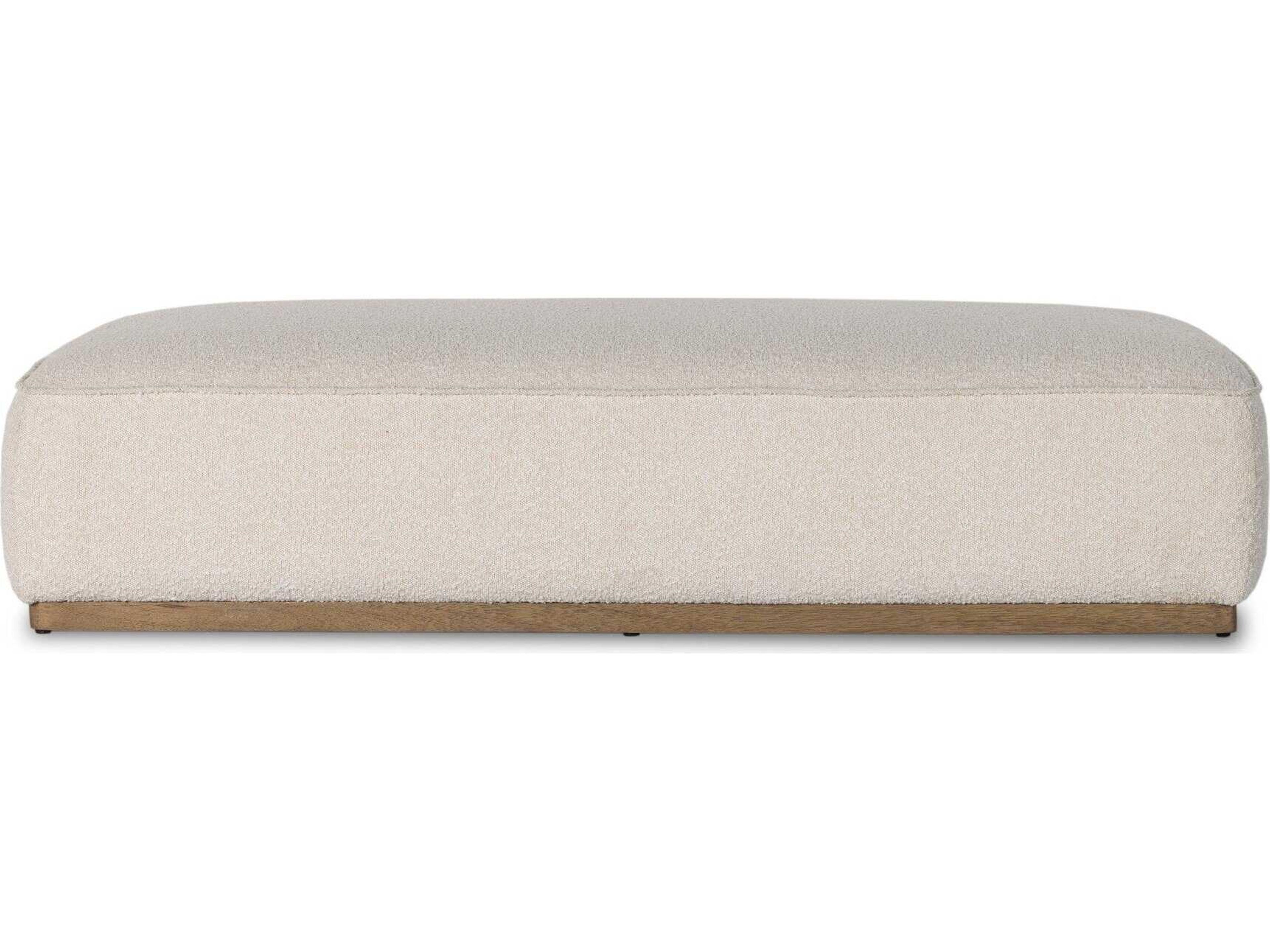 Four Hands Westgate Sinclair Distressed Natural Knoll Beige Upholstered Ottoman