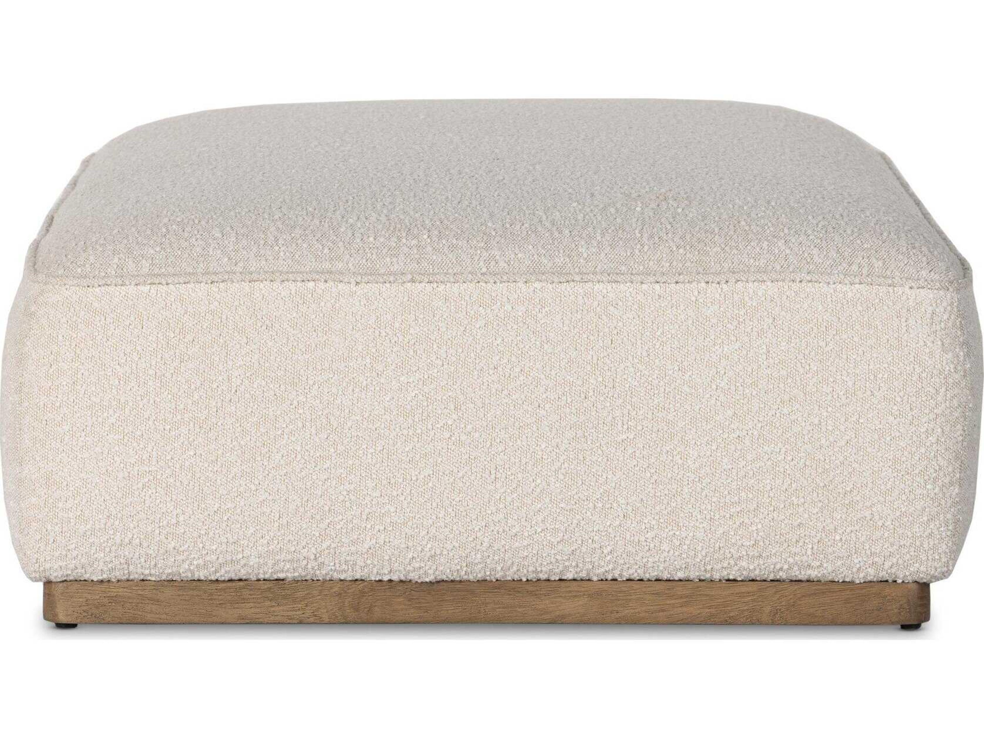 Four Hands Westgate Sinclair Distressed Natural Knoll Beige Upholstered Ottoman