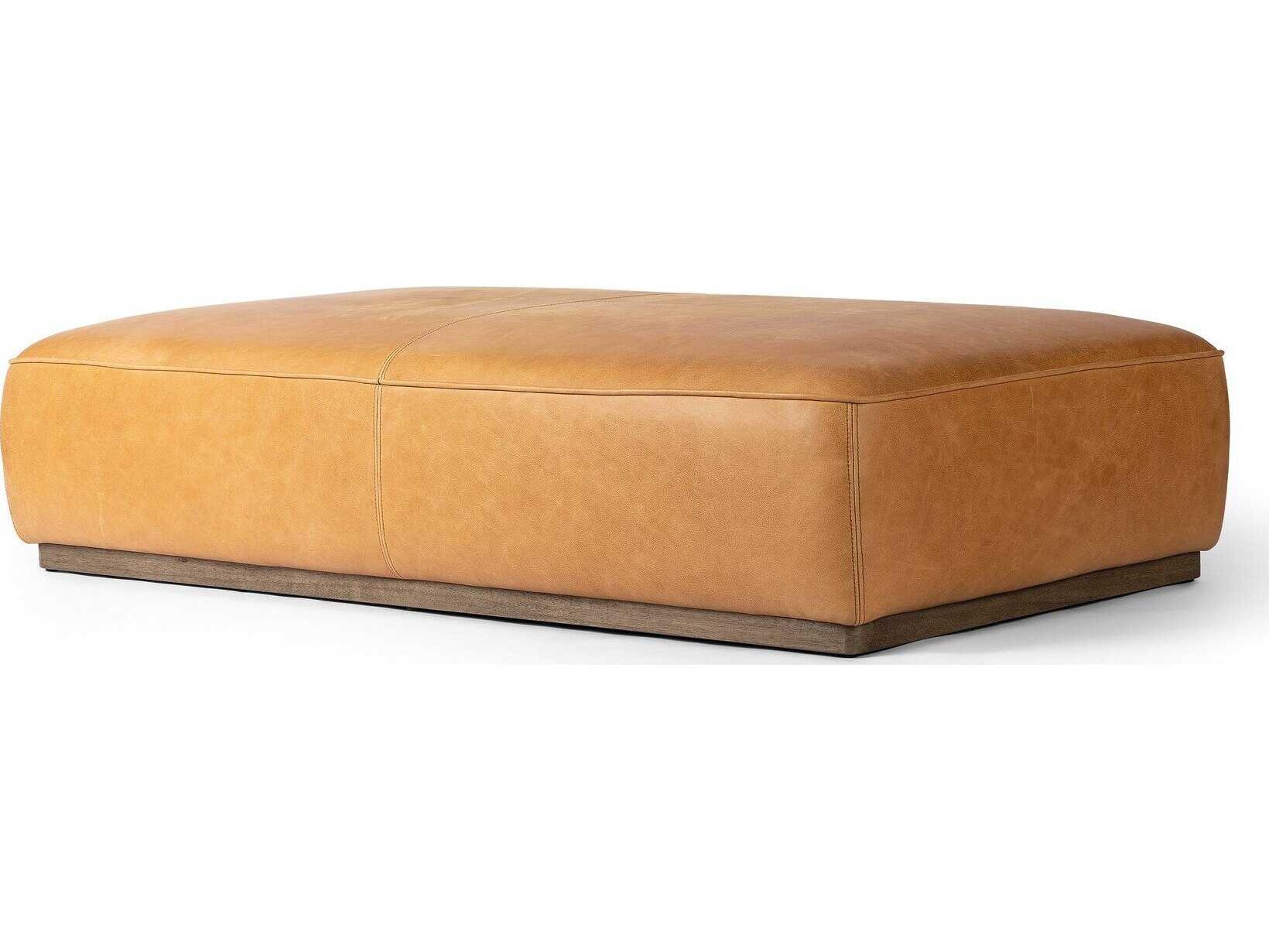 Westgate Sinclair Distressed Natural Palermo Butterscotch Brown Leather Ottoman