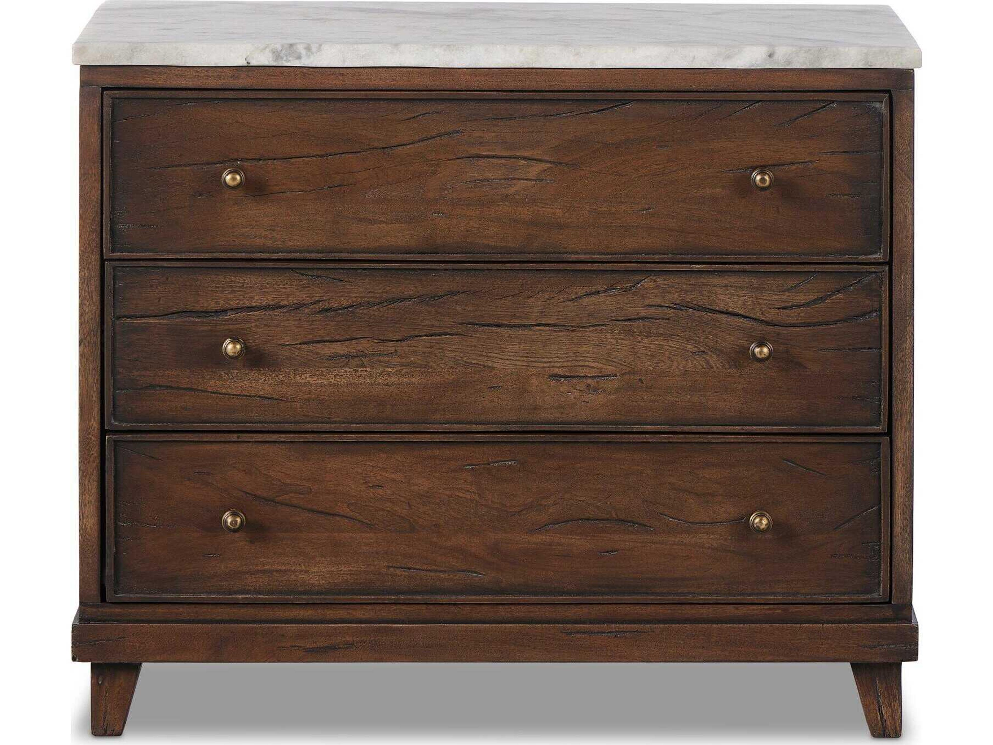 Luxecor Globetrotter 3-Drawers Brown Solid Wood Nightstand