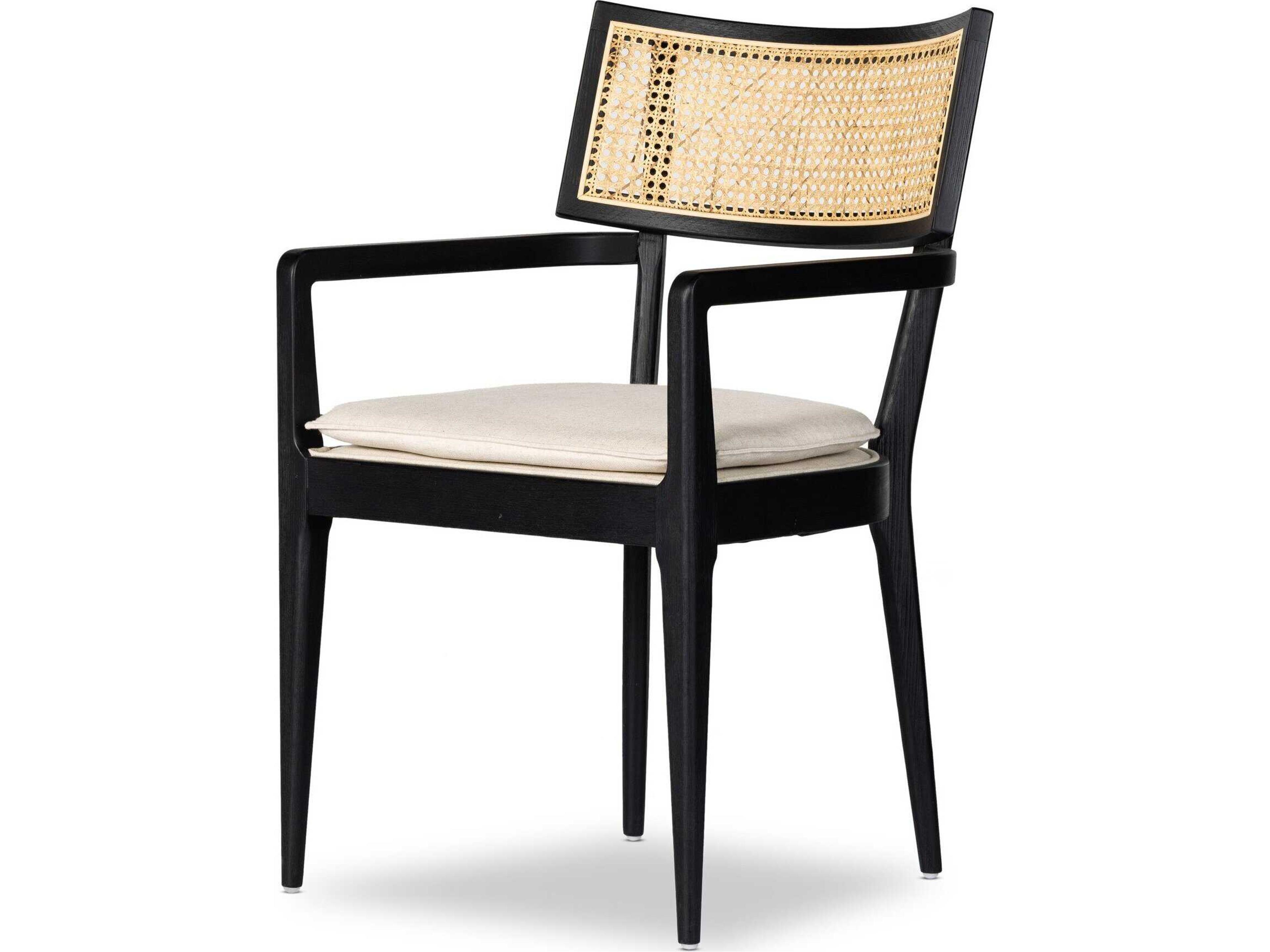 Globetrotter Britt Solid Wood Ebony Upholstered Arm Dining Chair