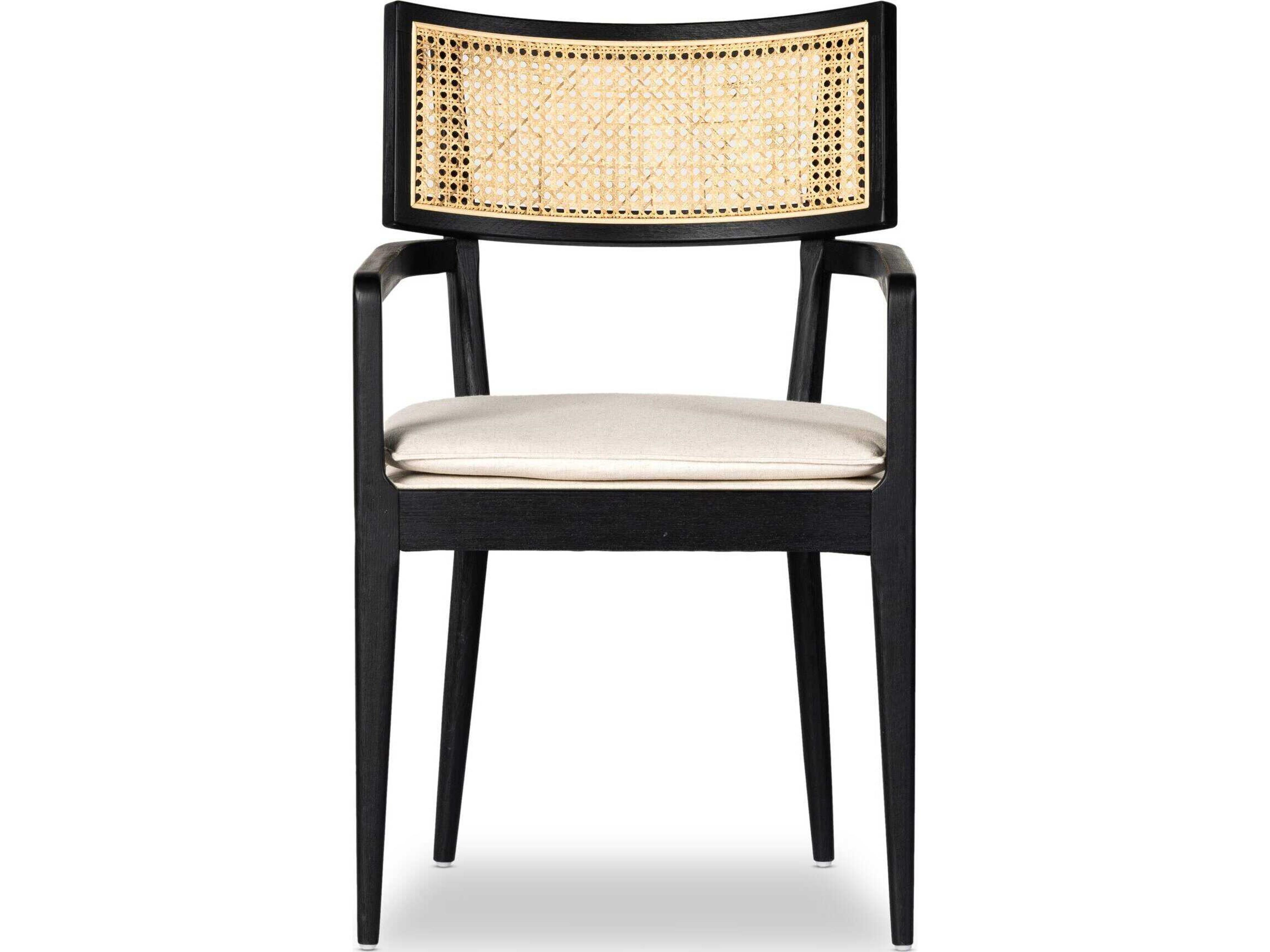 Luxecor Globetrotter Britt Solid Wood Ebony Upholstered Arm Dining Chair