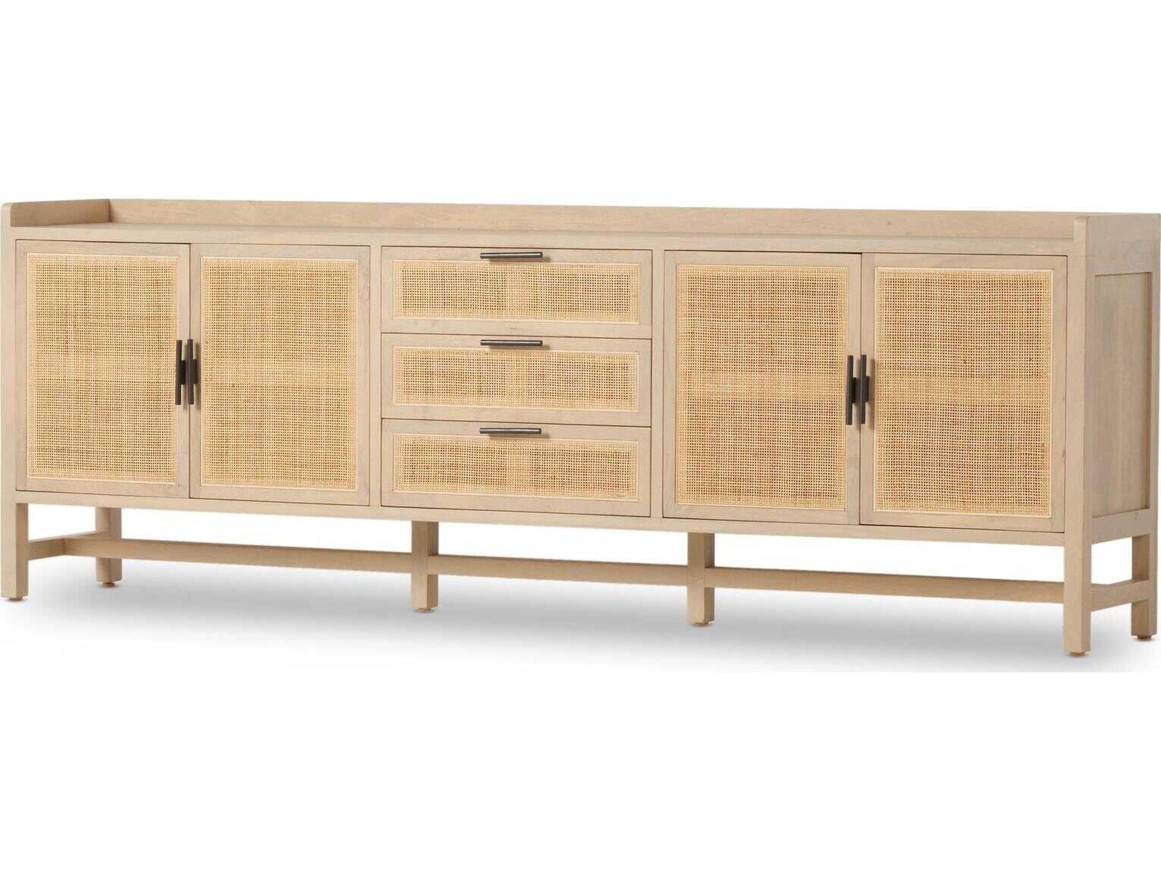Four Hands Leighton Caprice 96" Mango Wood Natural Gunmetal Cane Sideboard