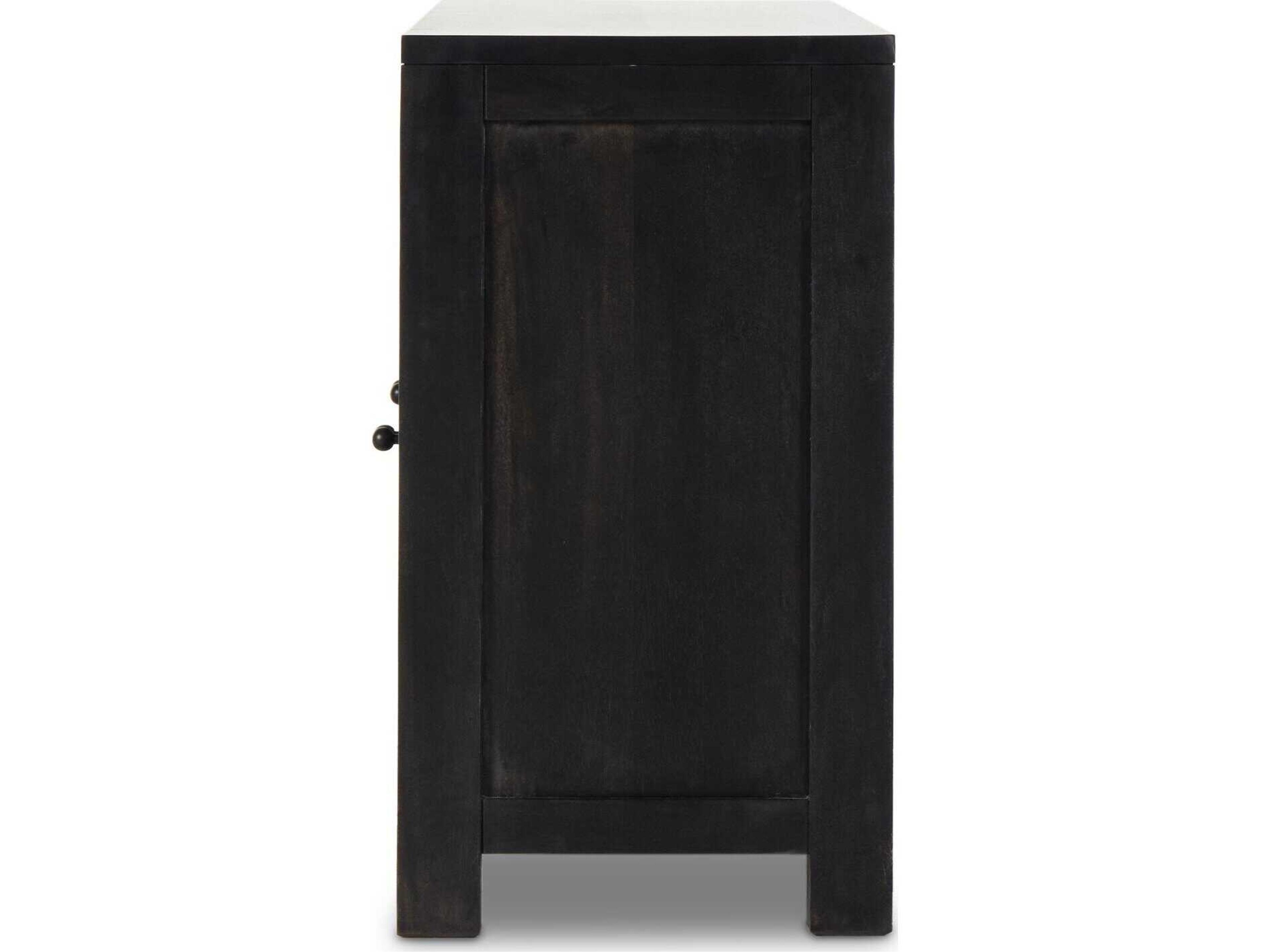 Four Hands Leighton Tilda 98" Mango Wood Black Wash Iron Circle Cane Sideboard