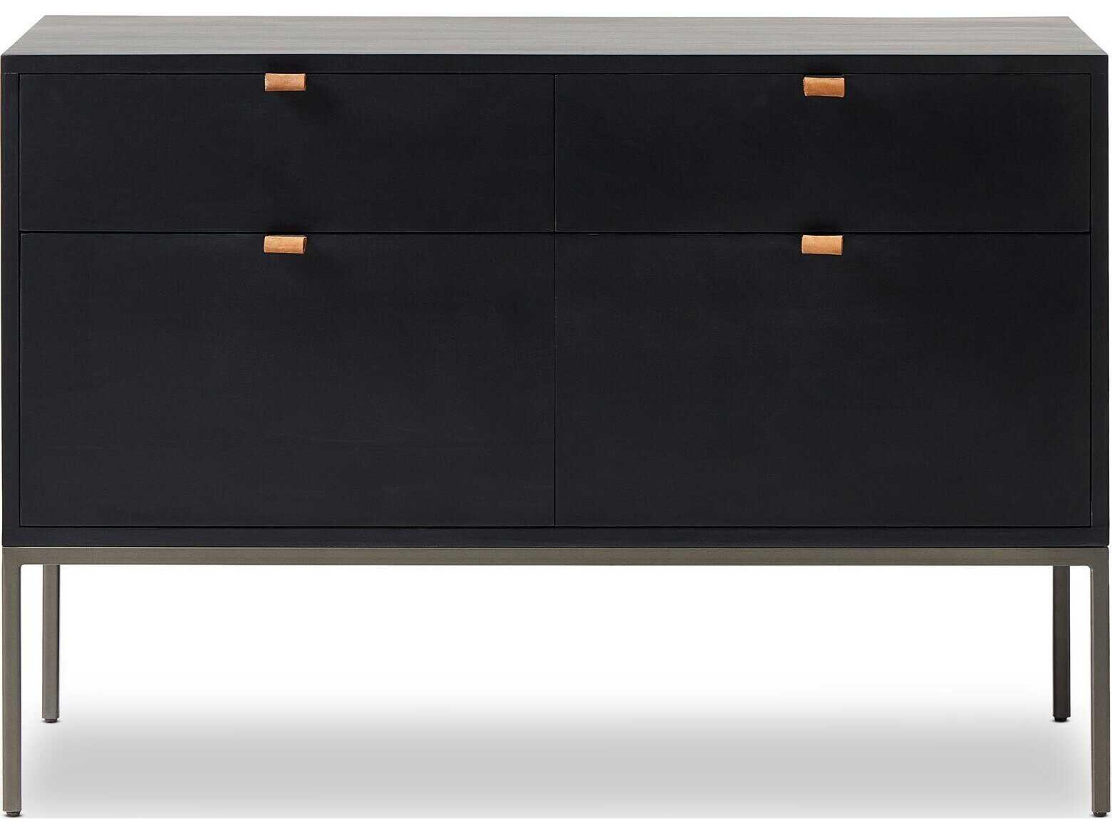 Four Hands Fulton Trey Black Wash Poplar  Modular Filing Cabinet