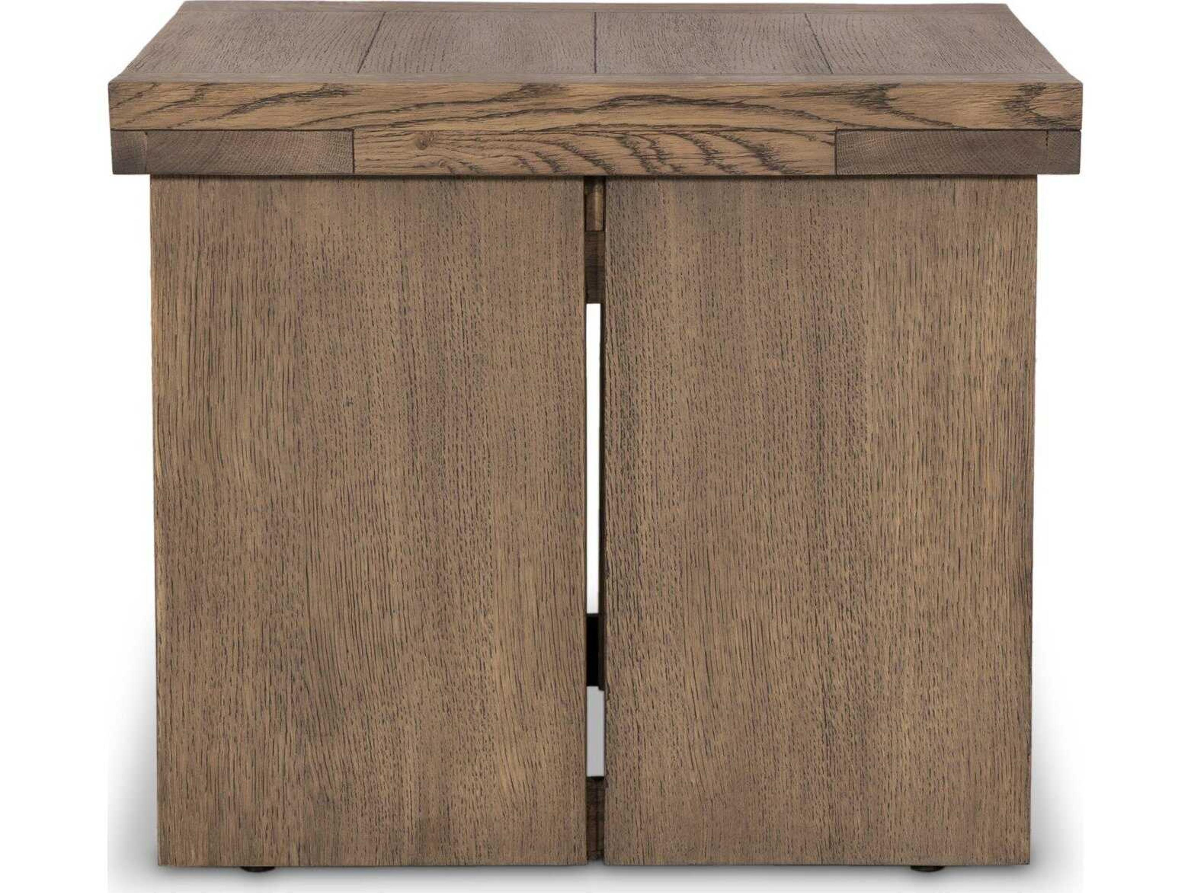 Four Hands Bennett Warby Worn Oak Veneer End Table