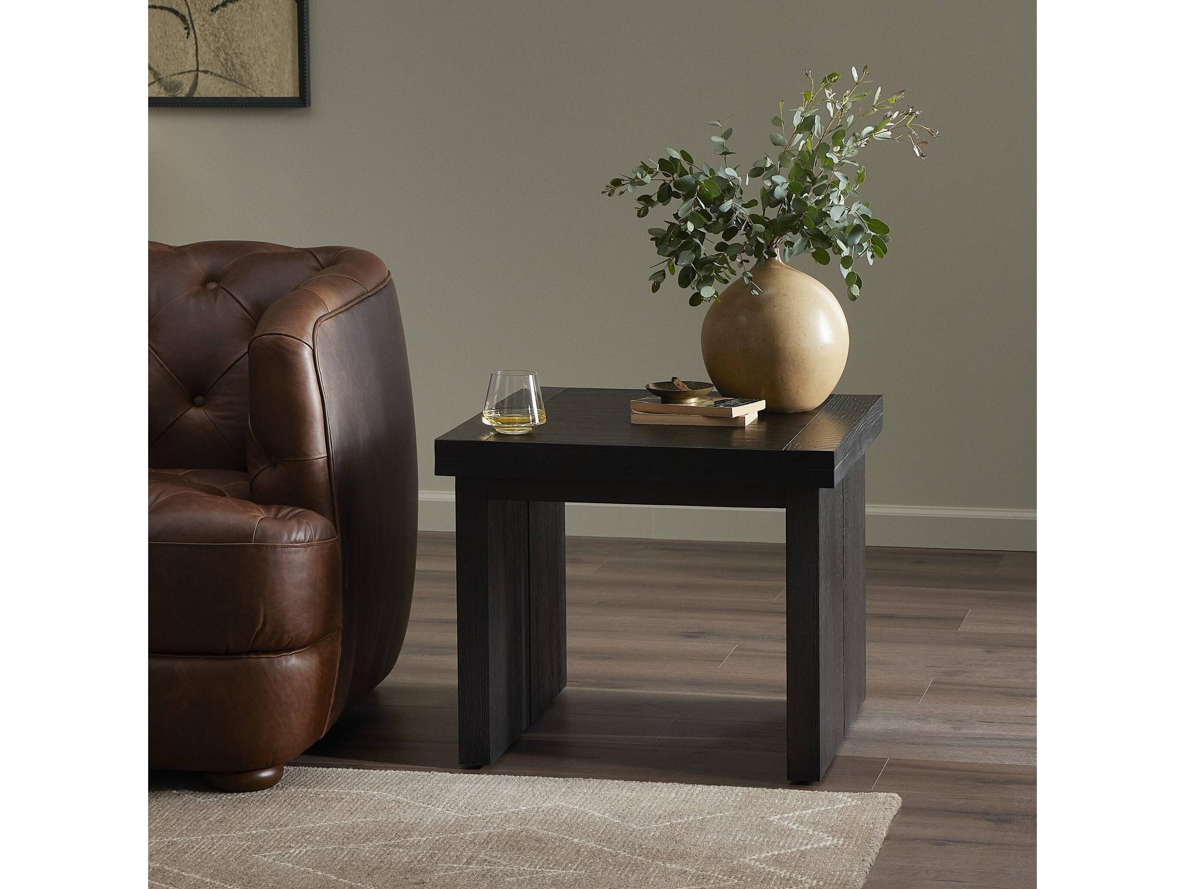 Four Hands Bennett Warby Worn Black Veneer End Table