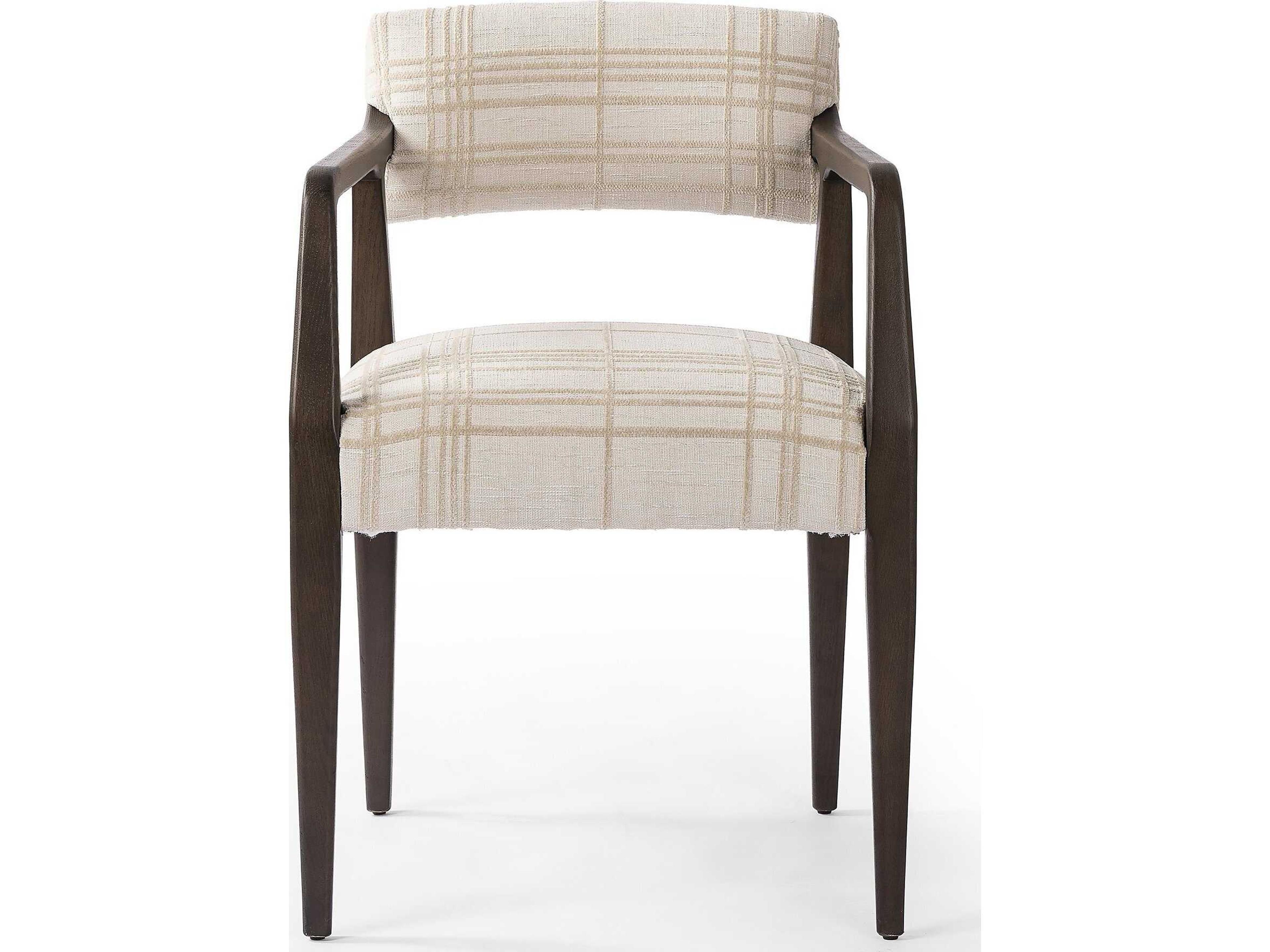 Four Hands Abbott Tyler Sheffield Ivory Upholstered Oak Wood Dining Armchair