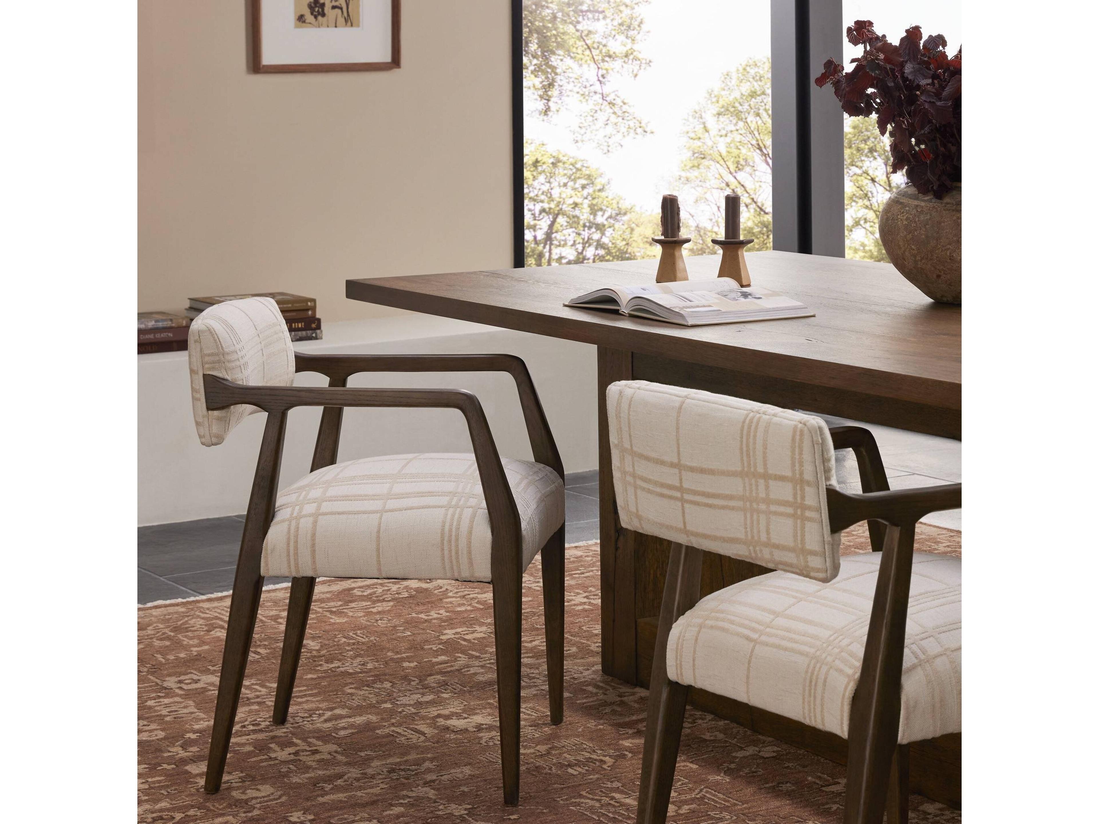 Four Hands Abbott Tyler Sheffield Ivory Upholstered Oak Wood Dining Armchair