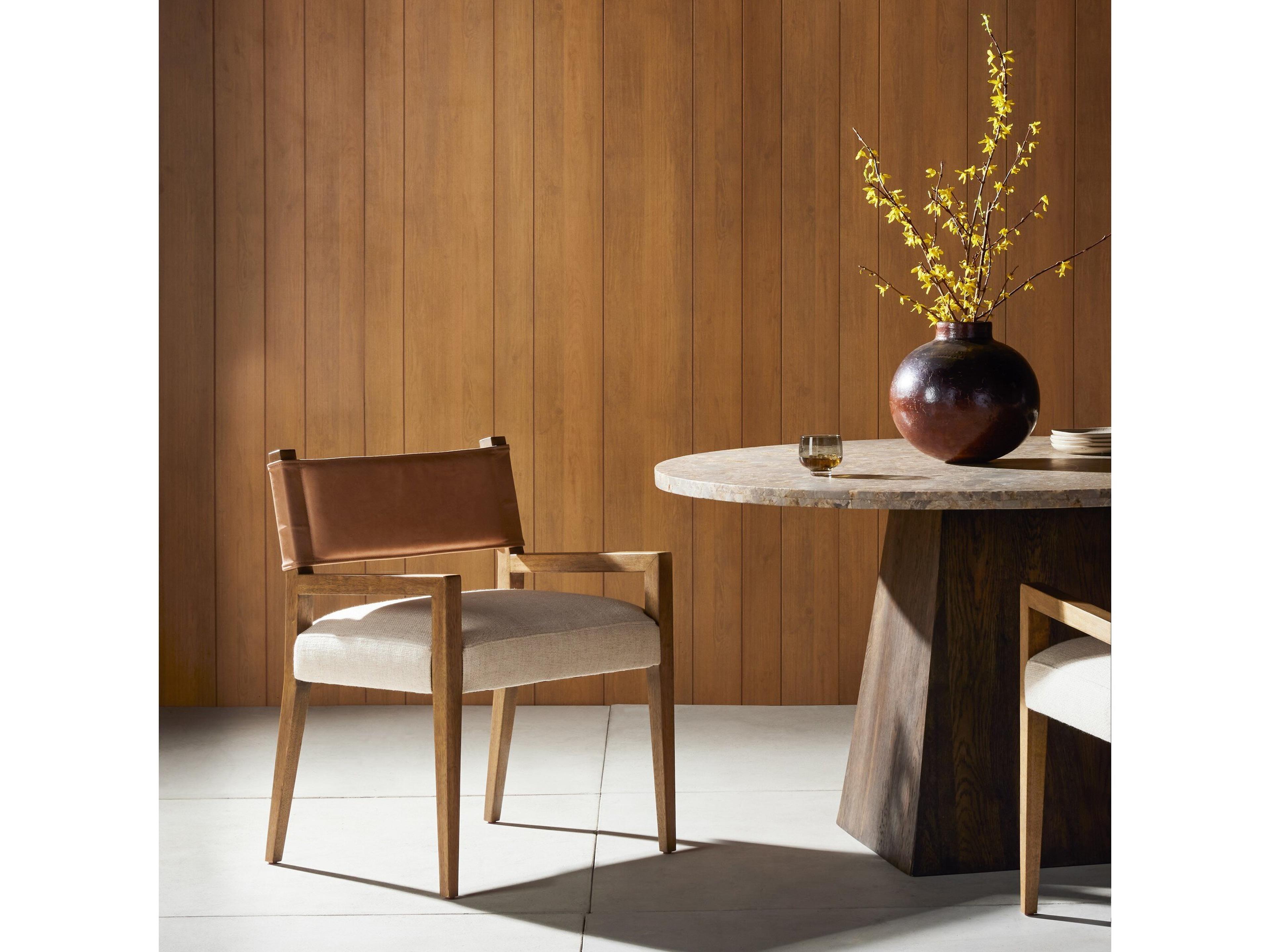 Four Hands Berman Ferris Thames Cream Upholstered Dining Armchair