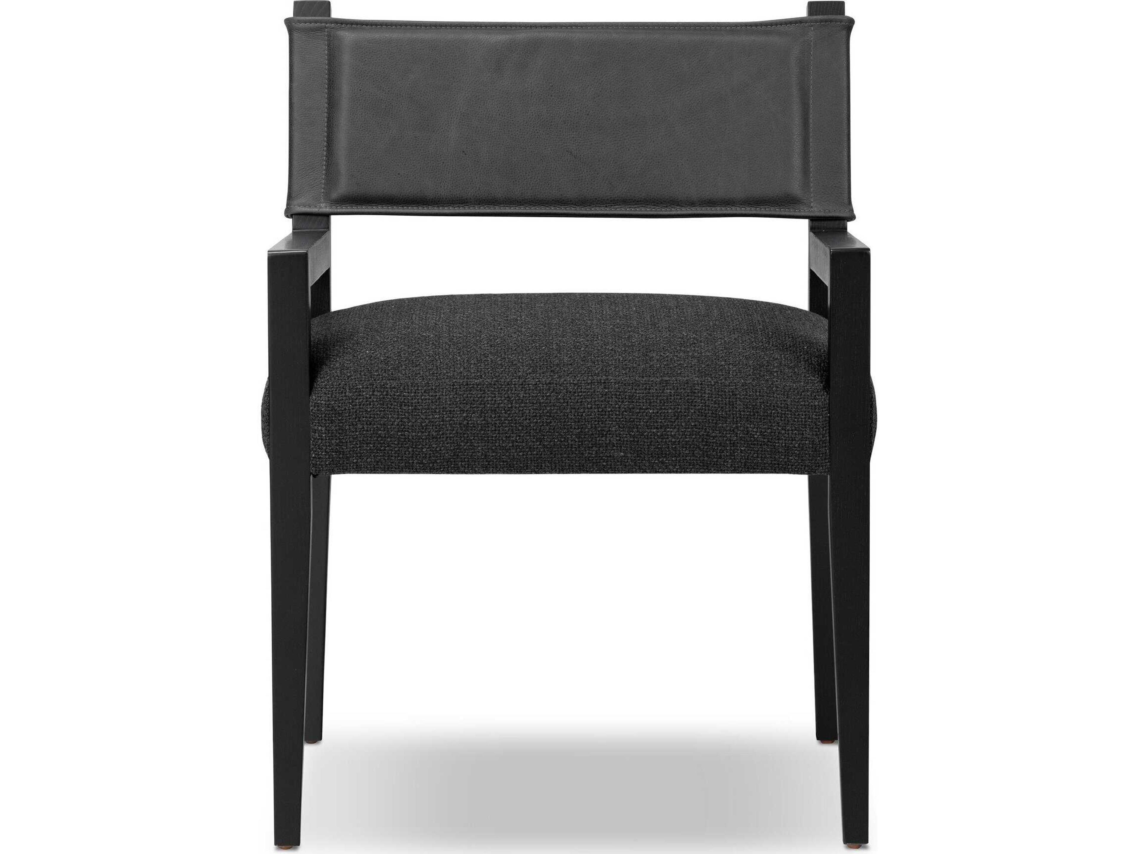 Four Hands Berman Ferris Gibson Black Upholstered Ash Wood Dining Armchair