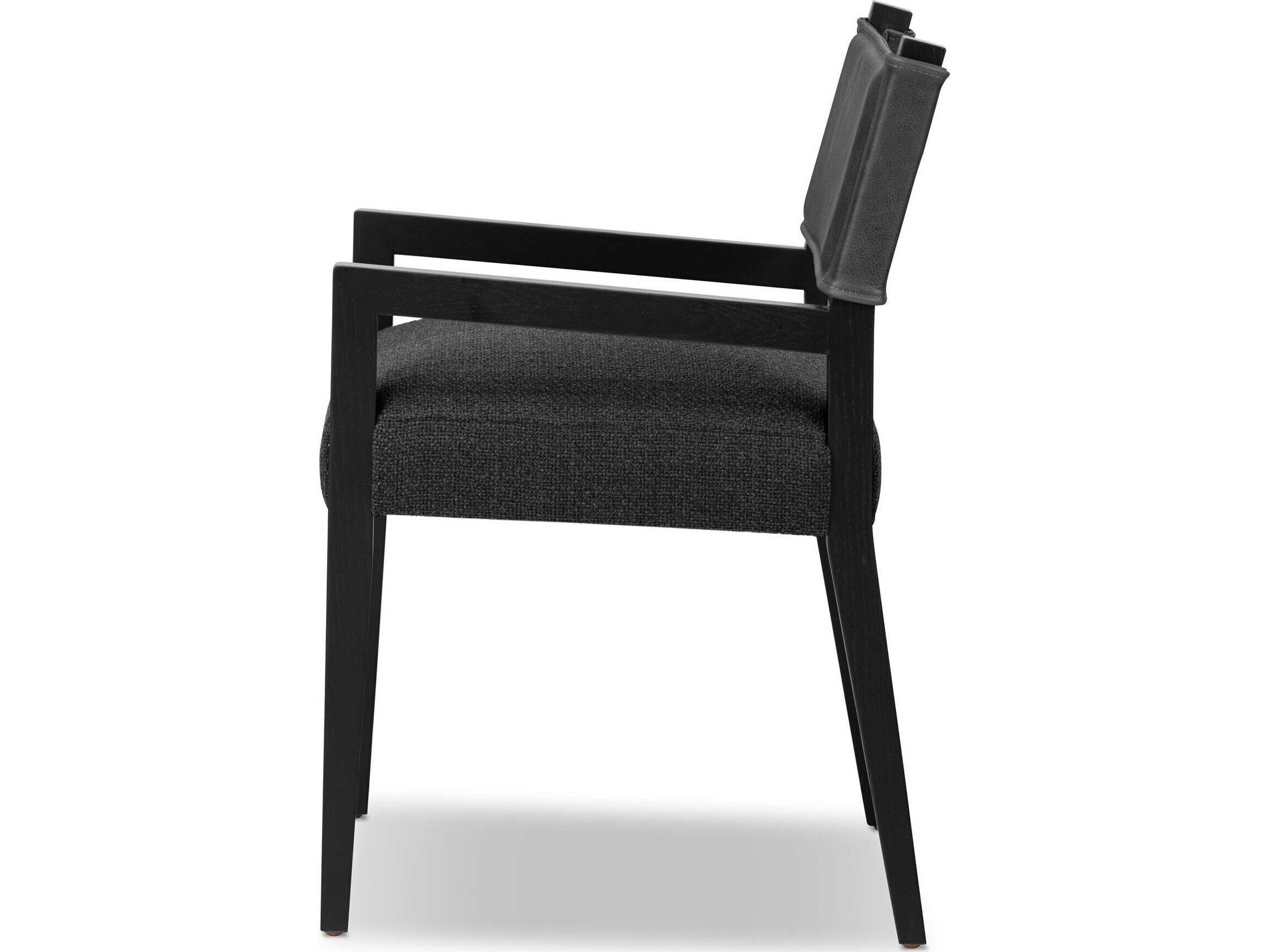 Four Hands Berman Ferris Gibson Black Upholstered Ash Wood Dining Armchair