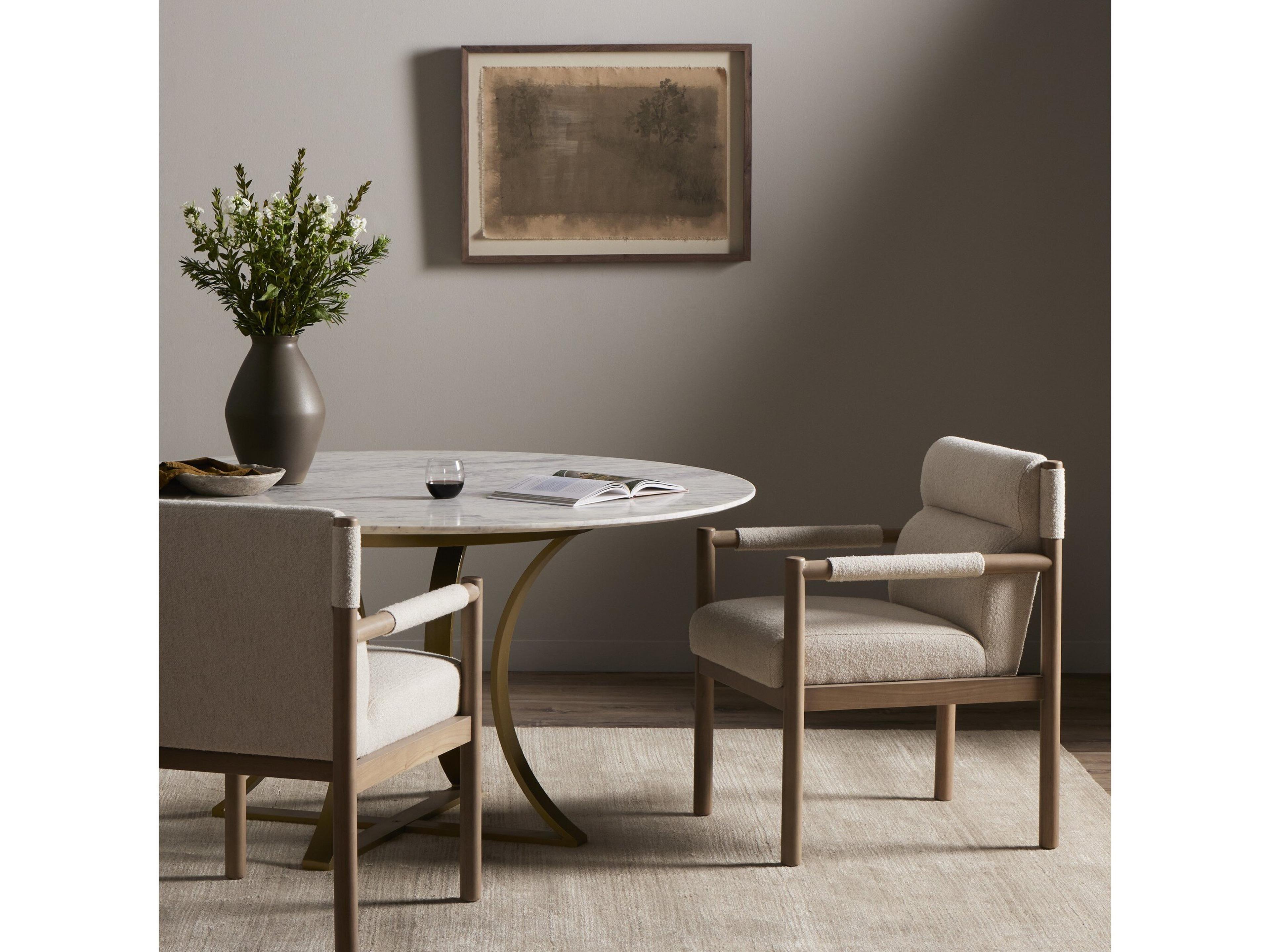 Four Hands Caswell Kiano Charter Oatmeal Upholstered Dining Armchair