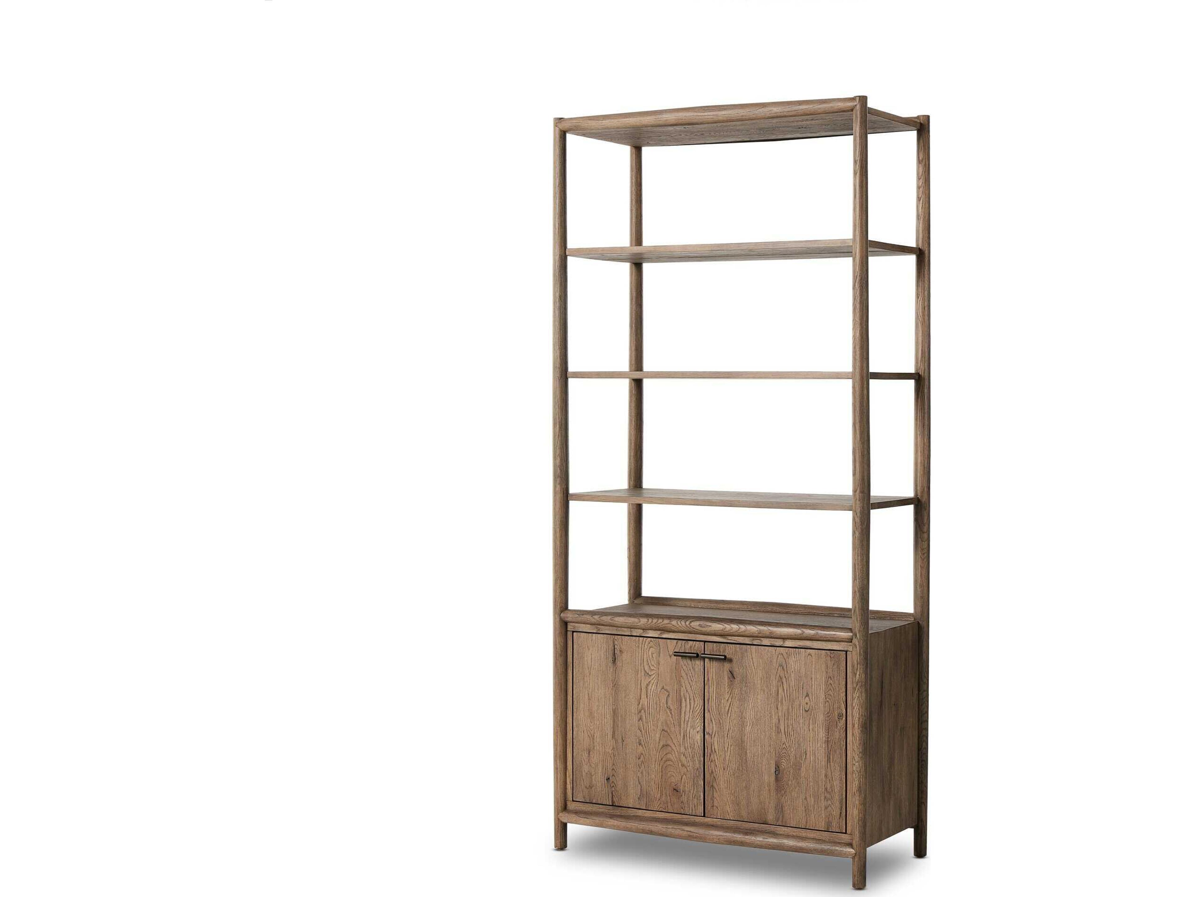 Bolton Aged Bronze Weathered Oak Veneer Bookcase
