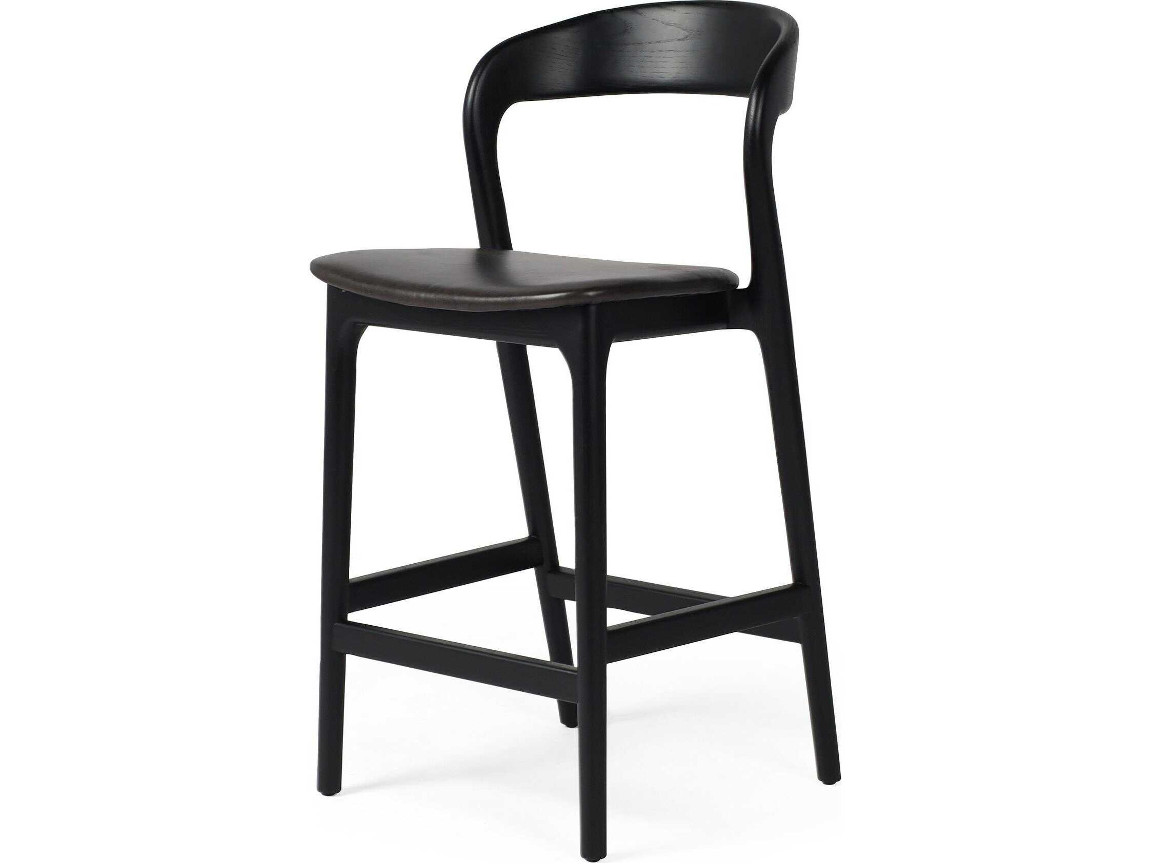 Allston Amare Sonoma Black Leather Ash Wood Counter Stool