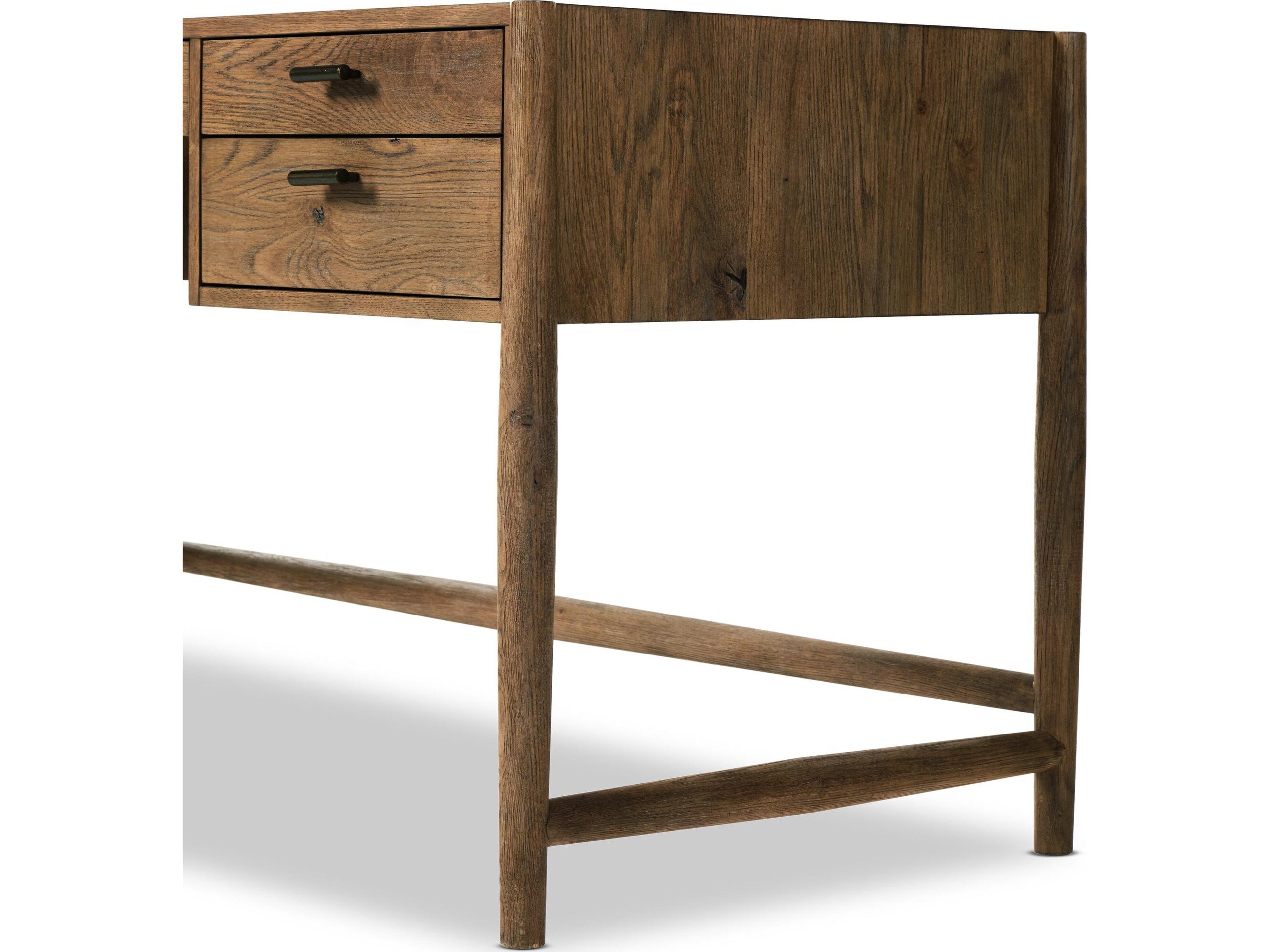 Four Hands Bolton Glenview Aged Bronze Weathered Oak Veneer Brown Wood Writing Desk