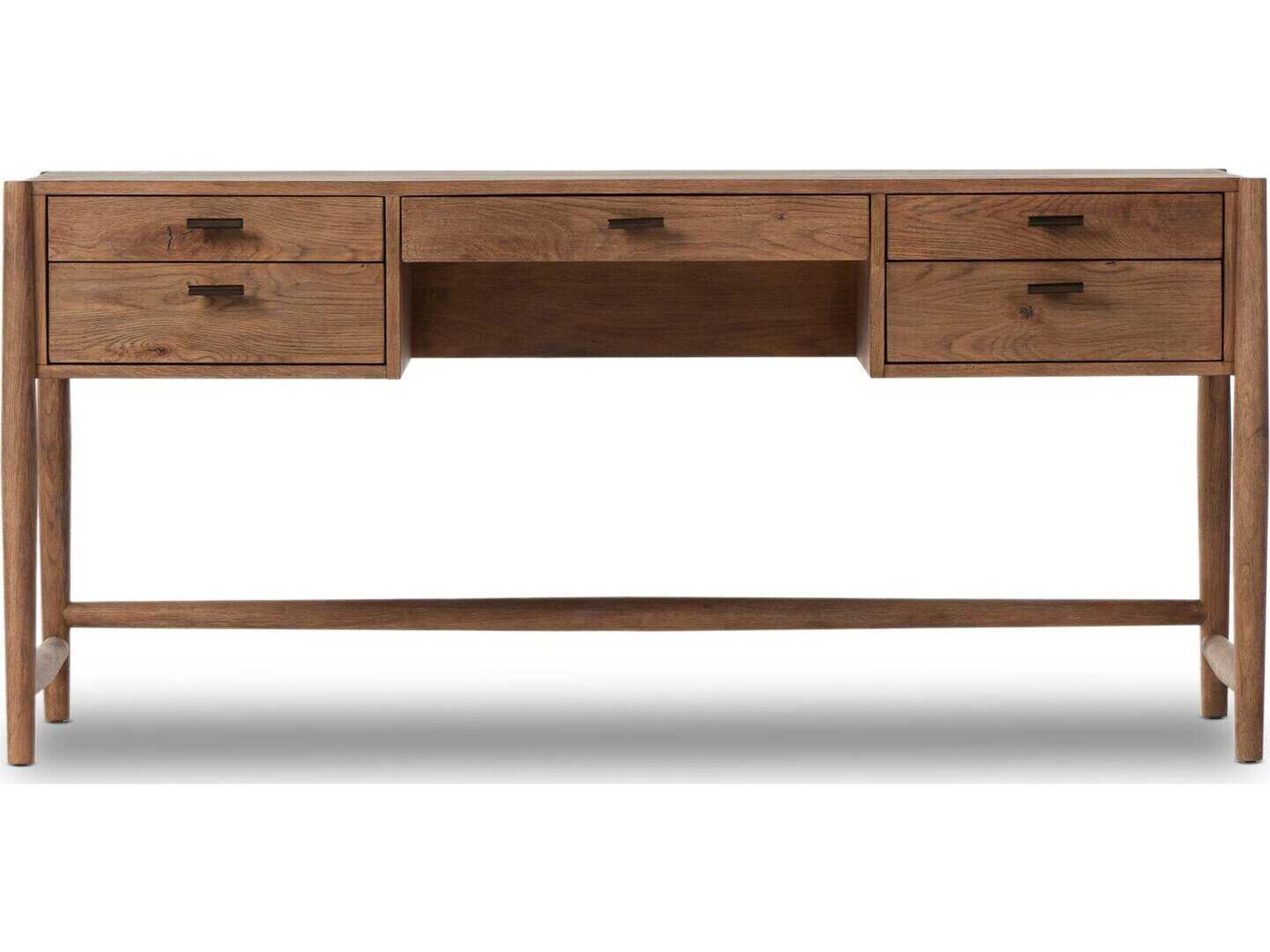 Four Hands Bolton Glenview Aged Bronze Weathered Oak Veneer Brown Wood Writing Desk