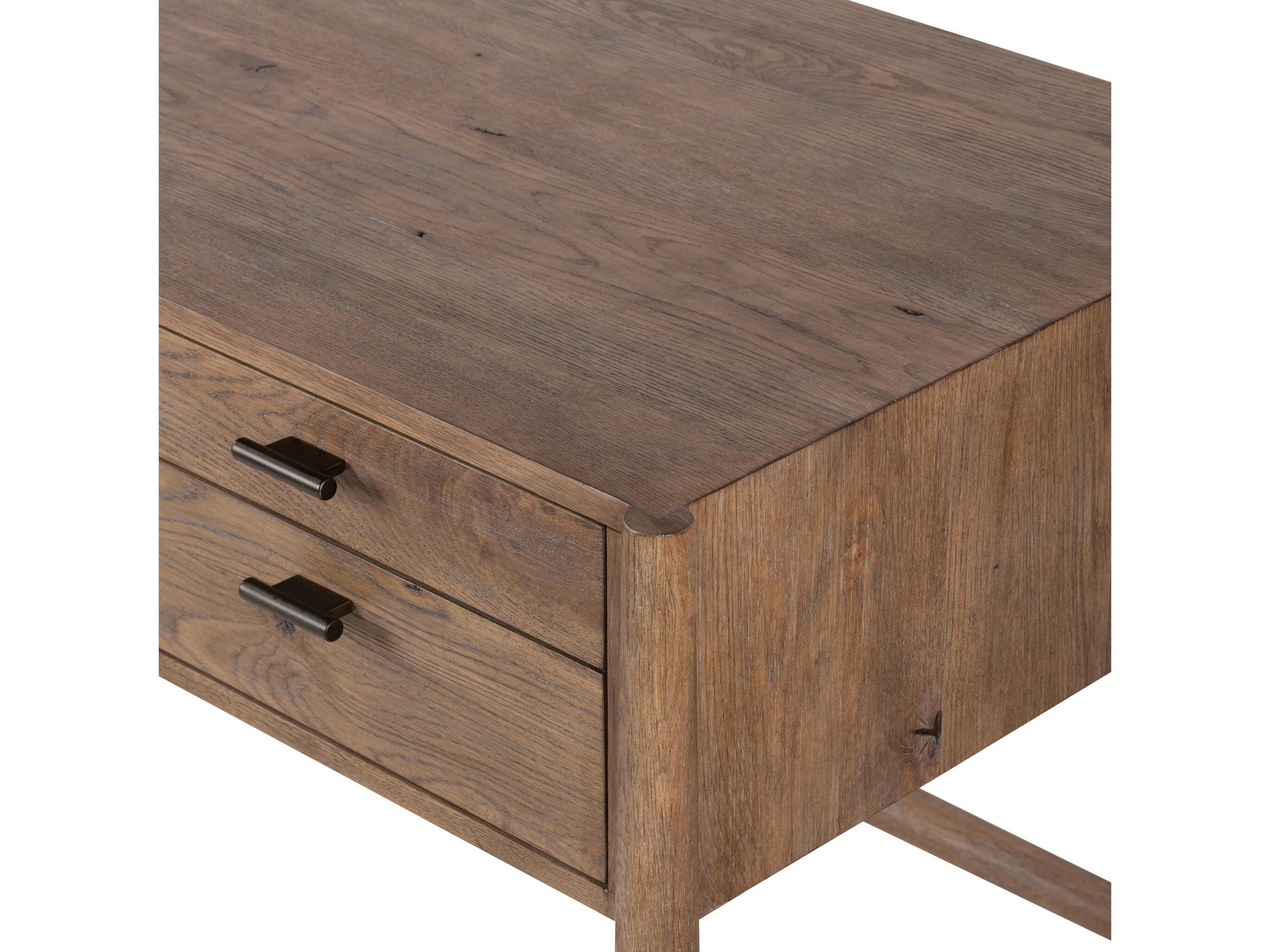 Luxecor Globetrotter Glenview Aged Bronze Weathered Oak Veneer Brown Wood Writing Desk