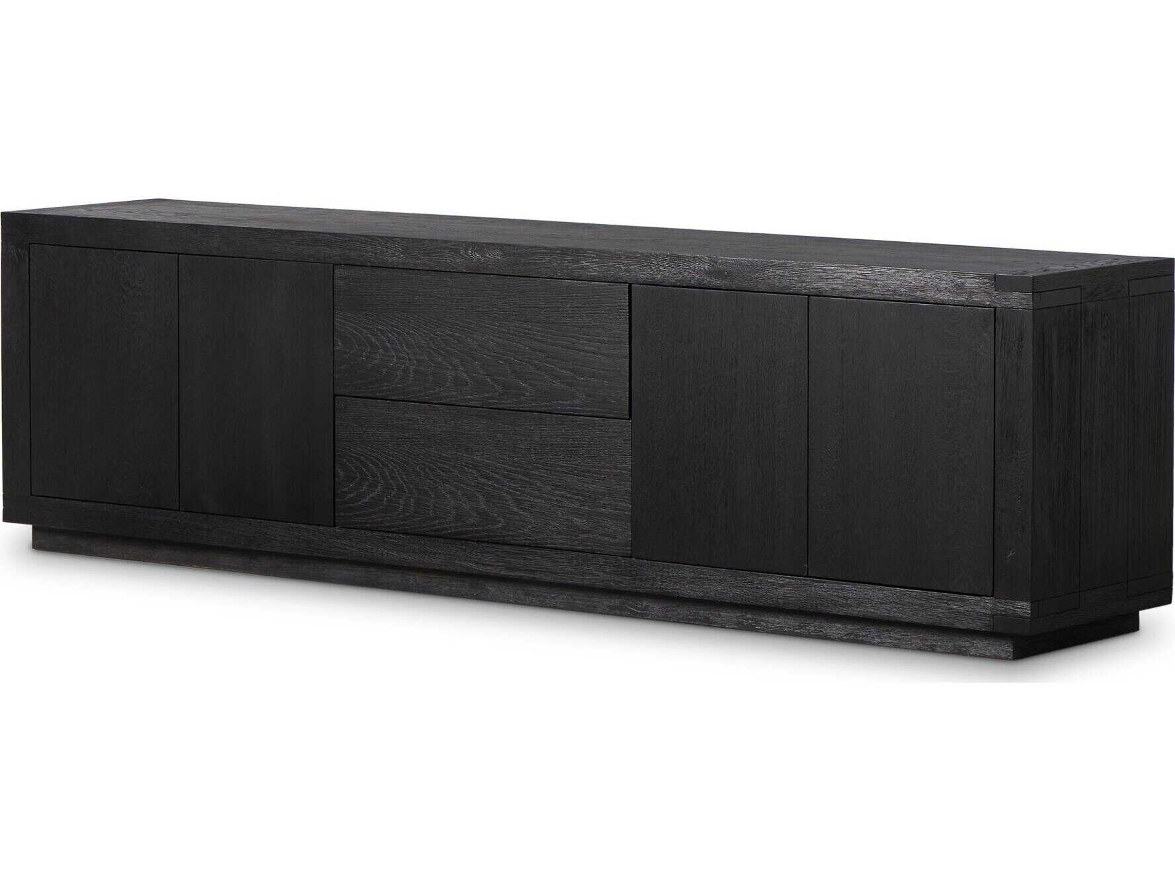 Bennett 94" Oak Wood Worn Black Veneer Media Console