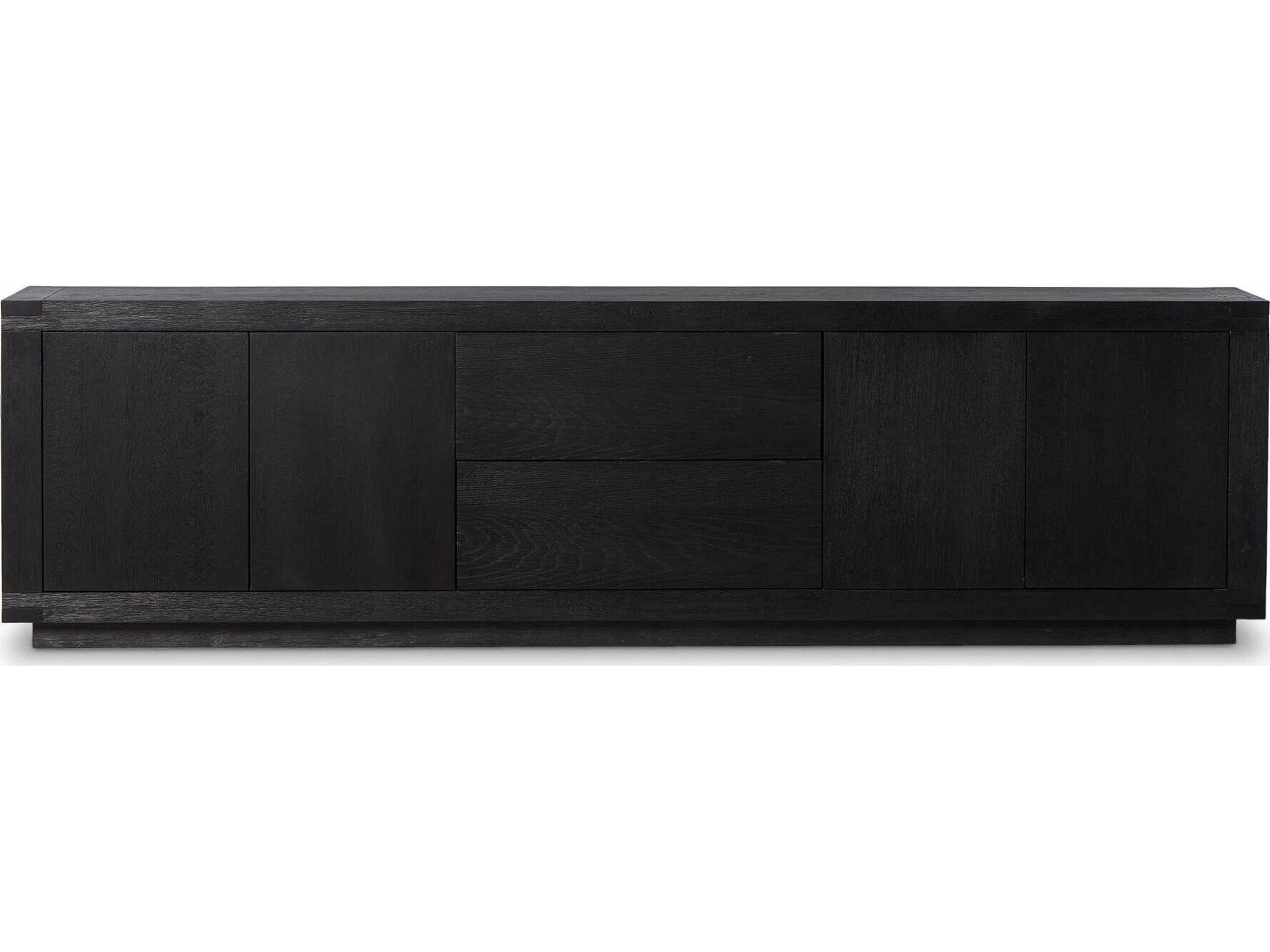 Four Hands Bennett 94" Oak Wood Worn Black Veneer Media Console