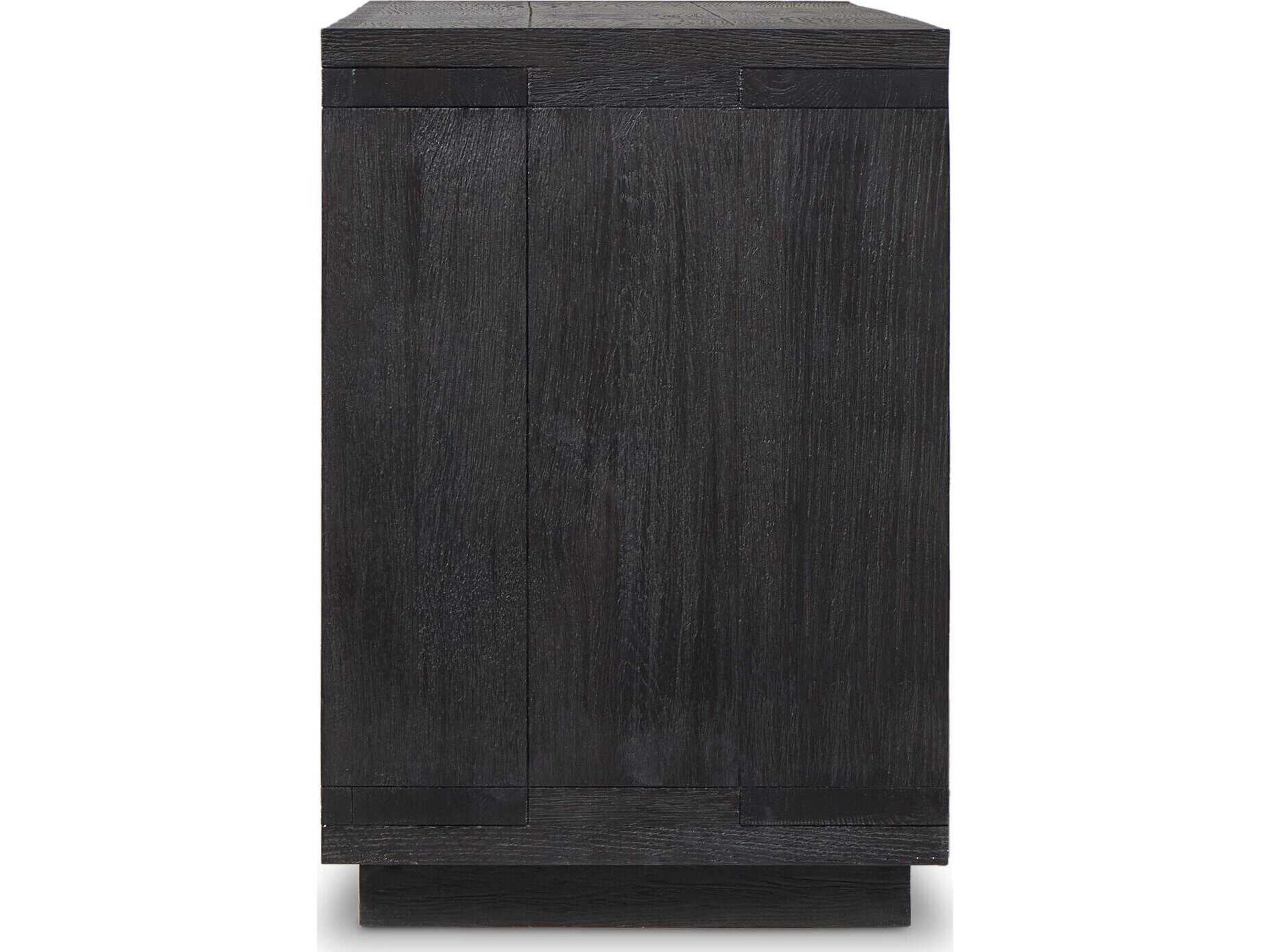 Four Hands Bennett 94" Oak Wood Worn Black Veneer Media Console