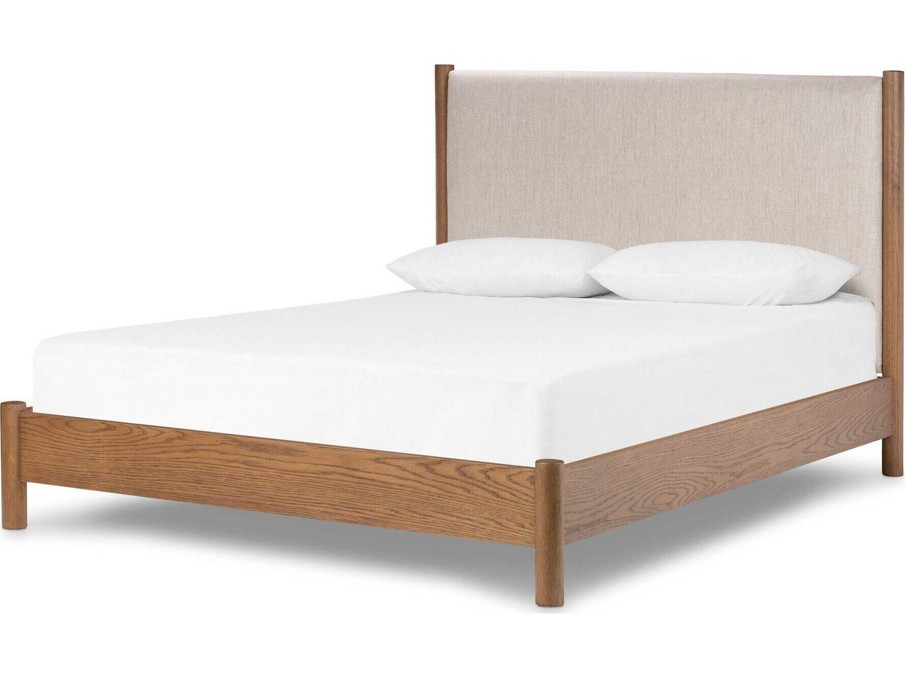 Luxecor Globetrotter Roark Beige Oak Wood Upholstered King Platform Bed
