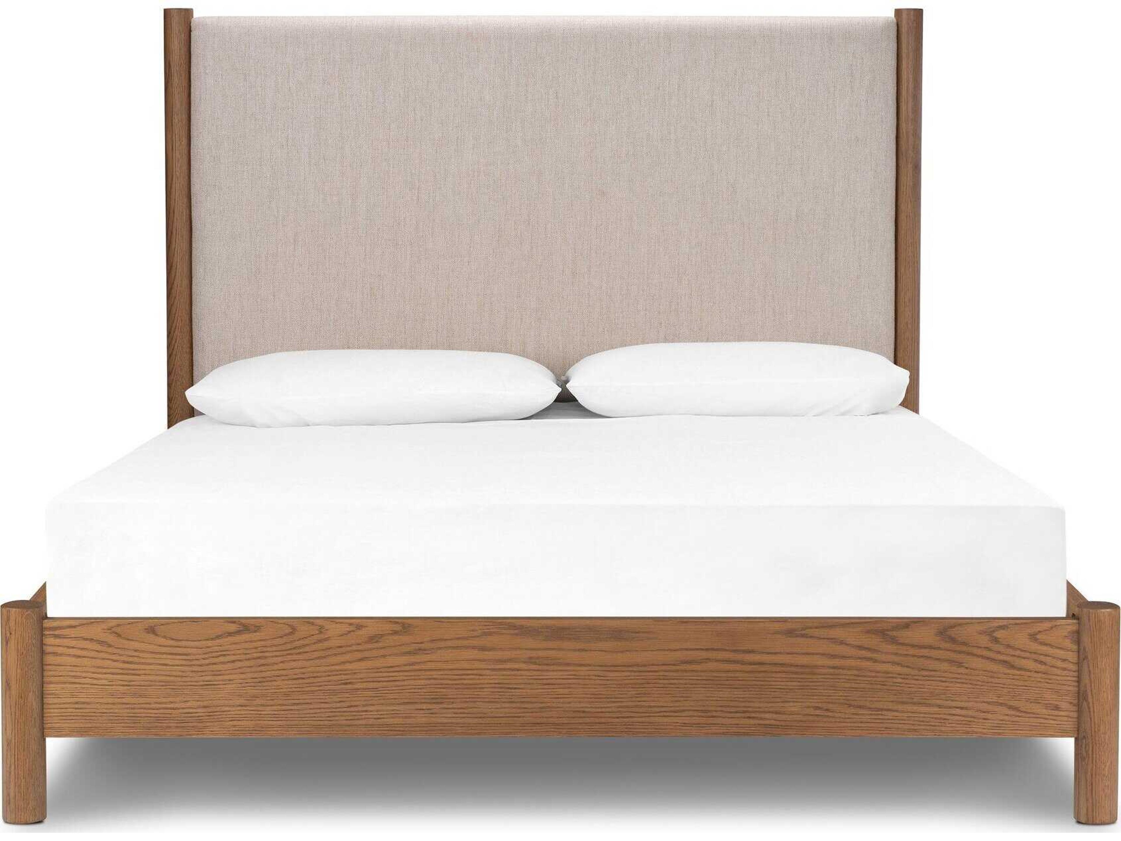 Luxecor Globetrotter Roark Beige Oak Wood Upholstered King Platform Bed