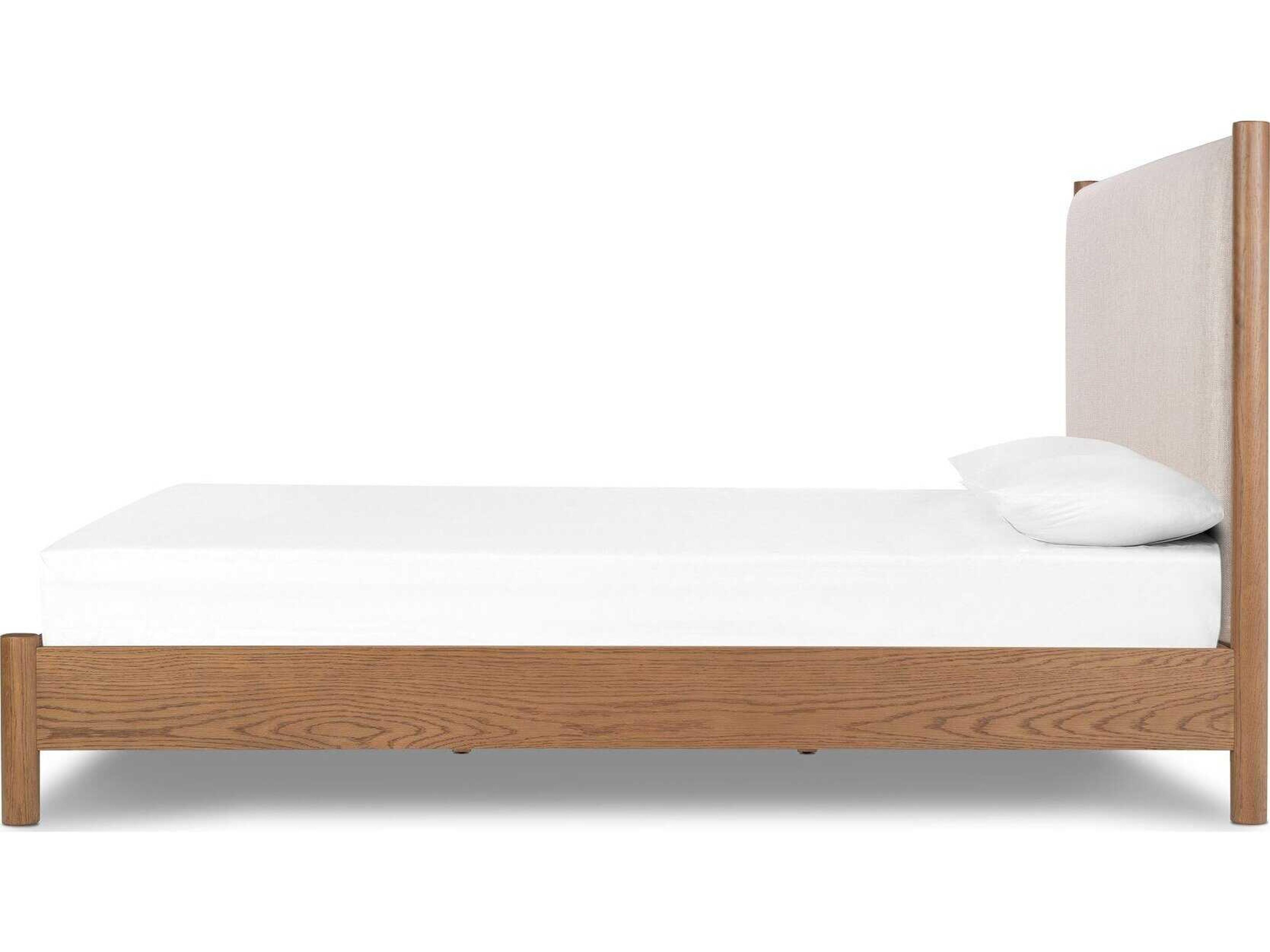 Luxecor Globetrotter Roark Beige Oak Wood Upholstered King Platform Bed