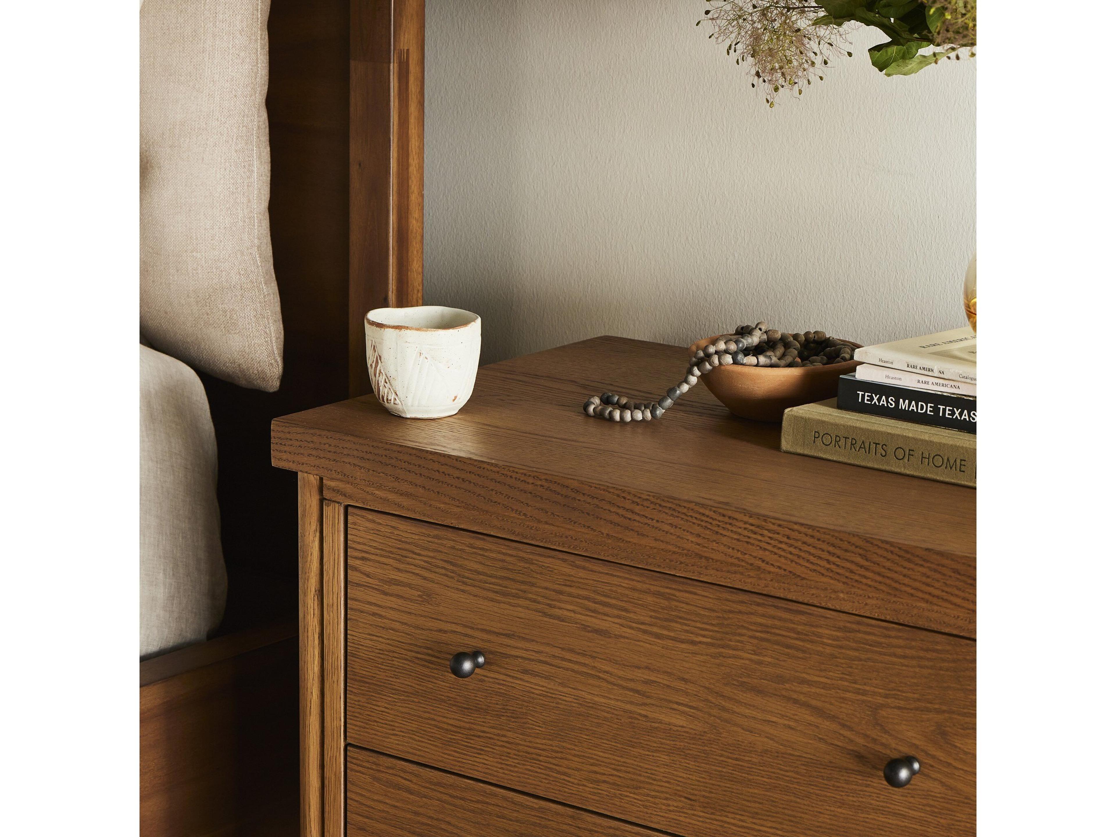 Four Hands Bolton Roark 2-Drawers Brown Oak Wood Nightstand