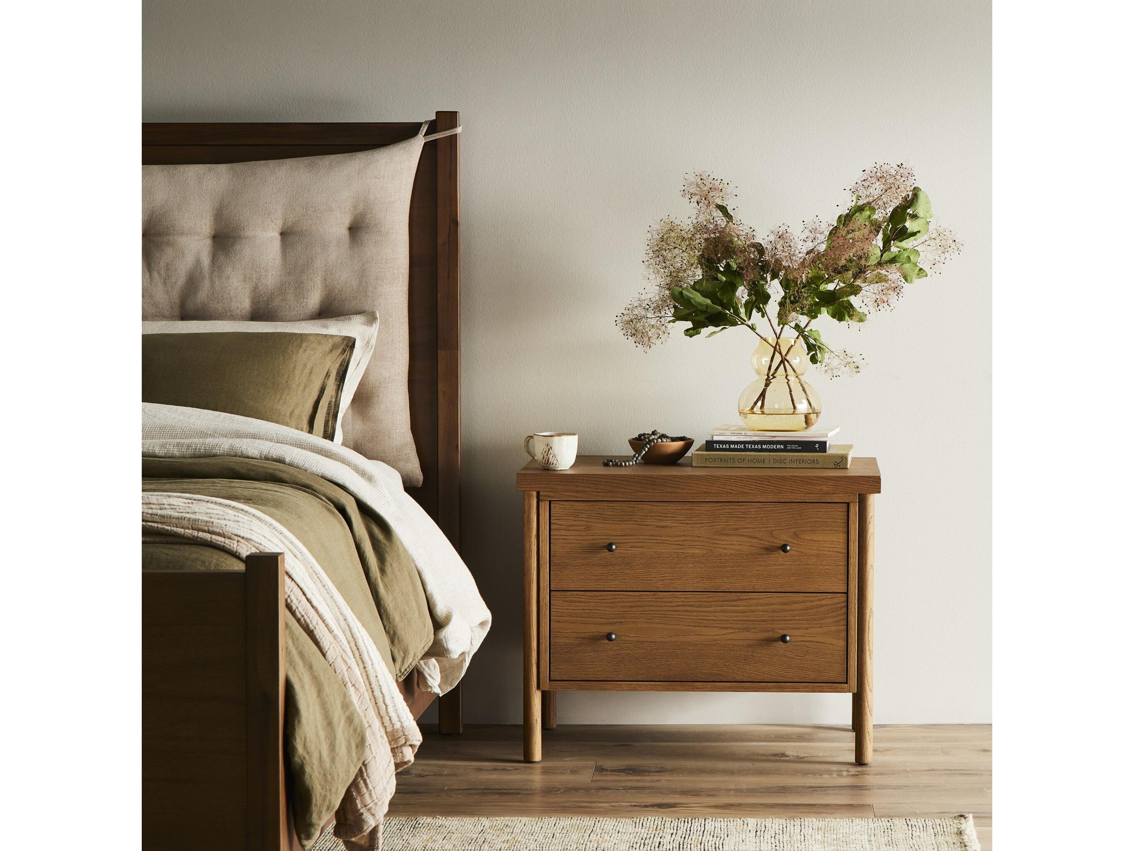 Four Hands Bolton Roark 2-Drawers Brown Oak Wood Nightstand