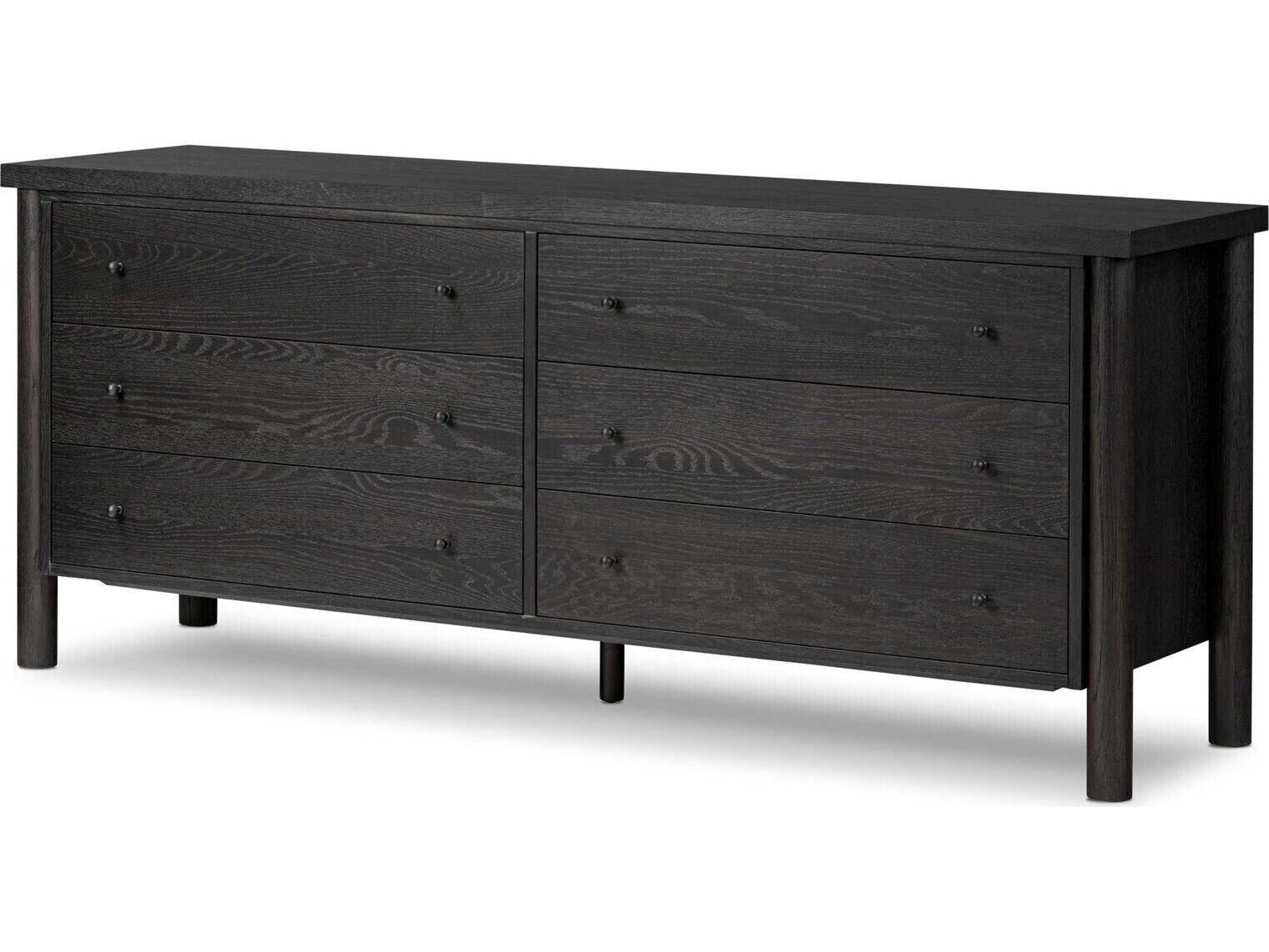 Bolton Roark Ebony Oak Veneer Oak Wood 6 Drawer Dresser