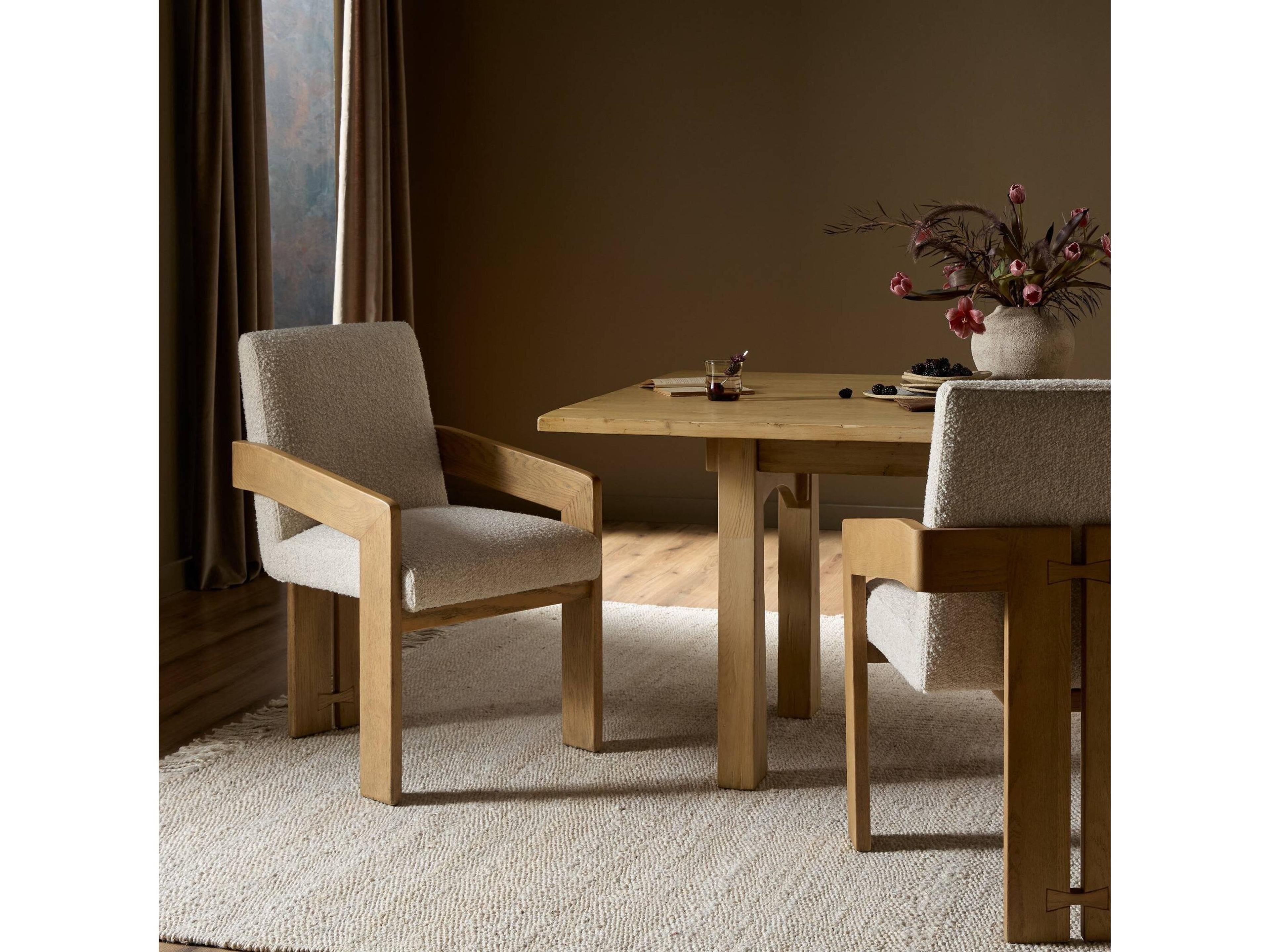 Four Hands Ashford Roxy Somerton Ash Upholstered Oak Wood Dining Armchair