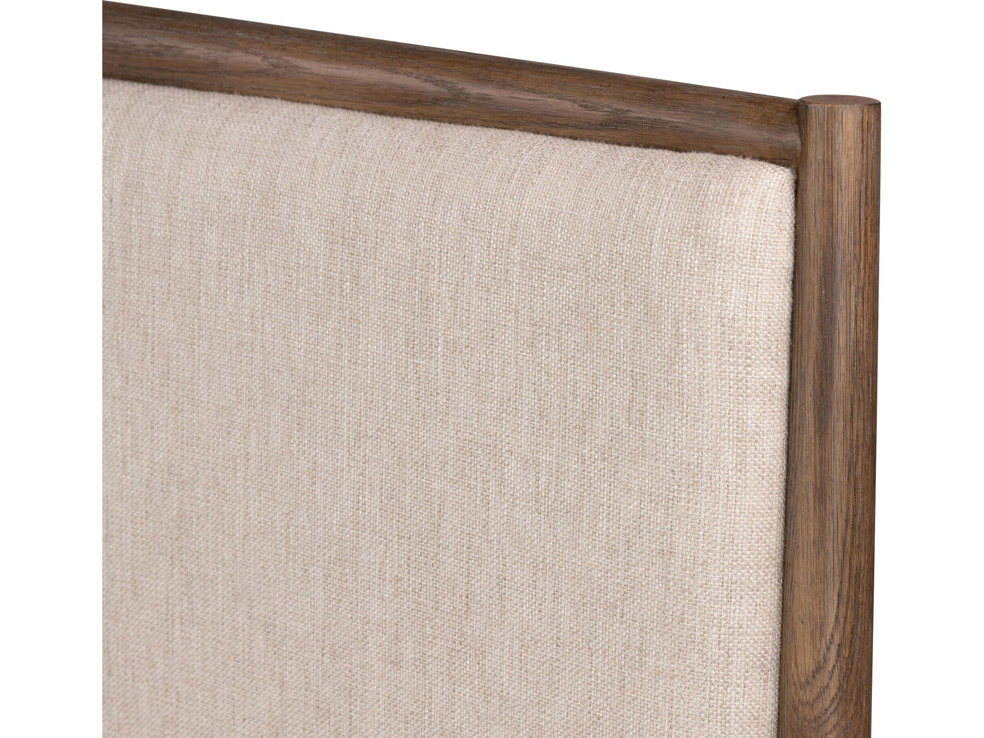 Four Hands Bolton Glenview Essence Natural Weathered Oak Beige Wood Upholstered King Panel Bed