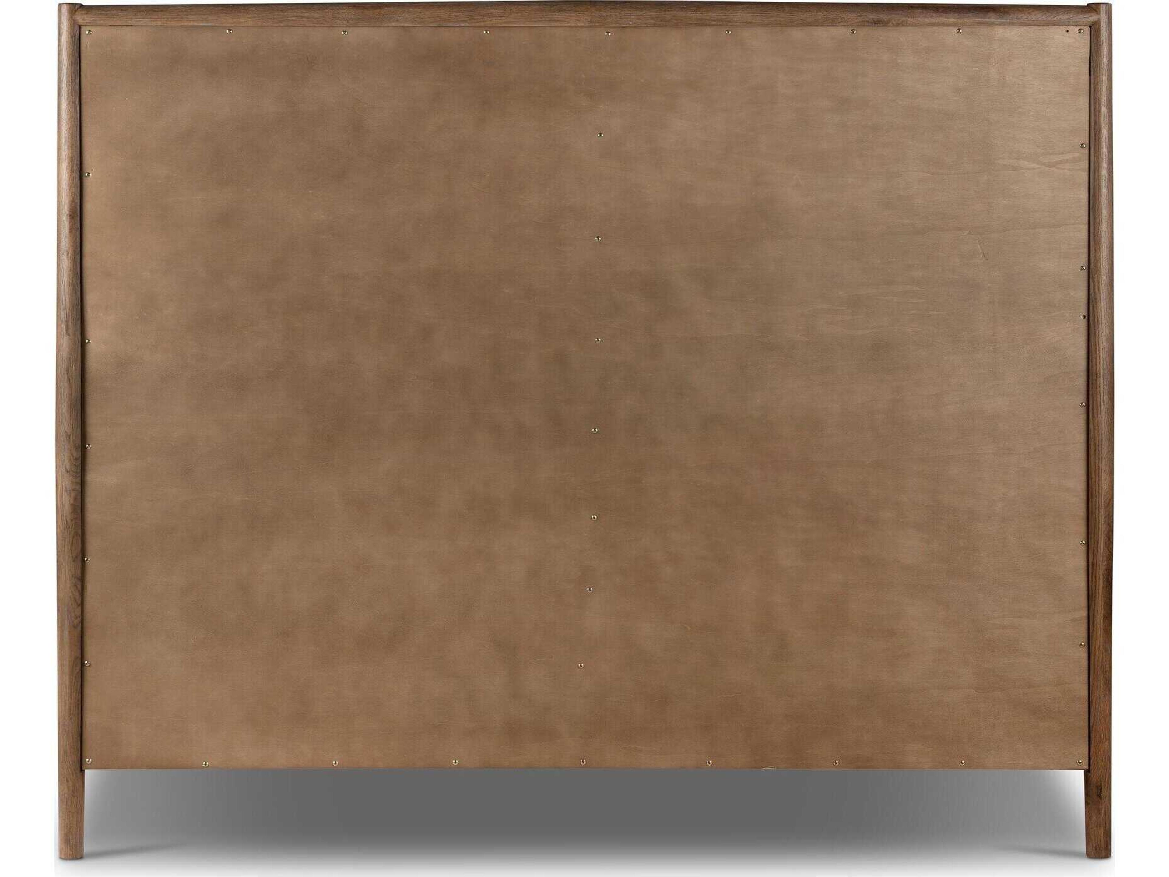 Four Hands Bolton Glenview Essence Natural Weathered Oak Beige Wood Upholstered King Panel Bed