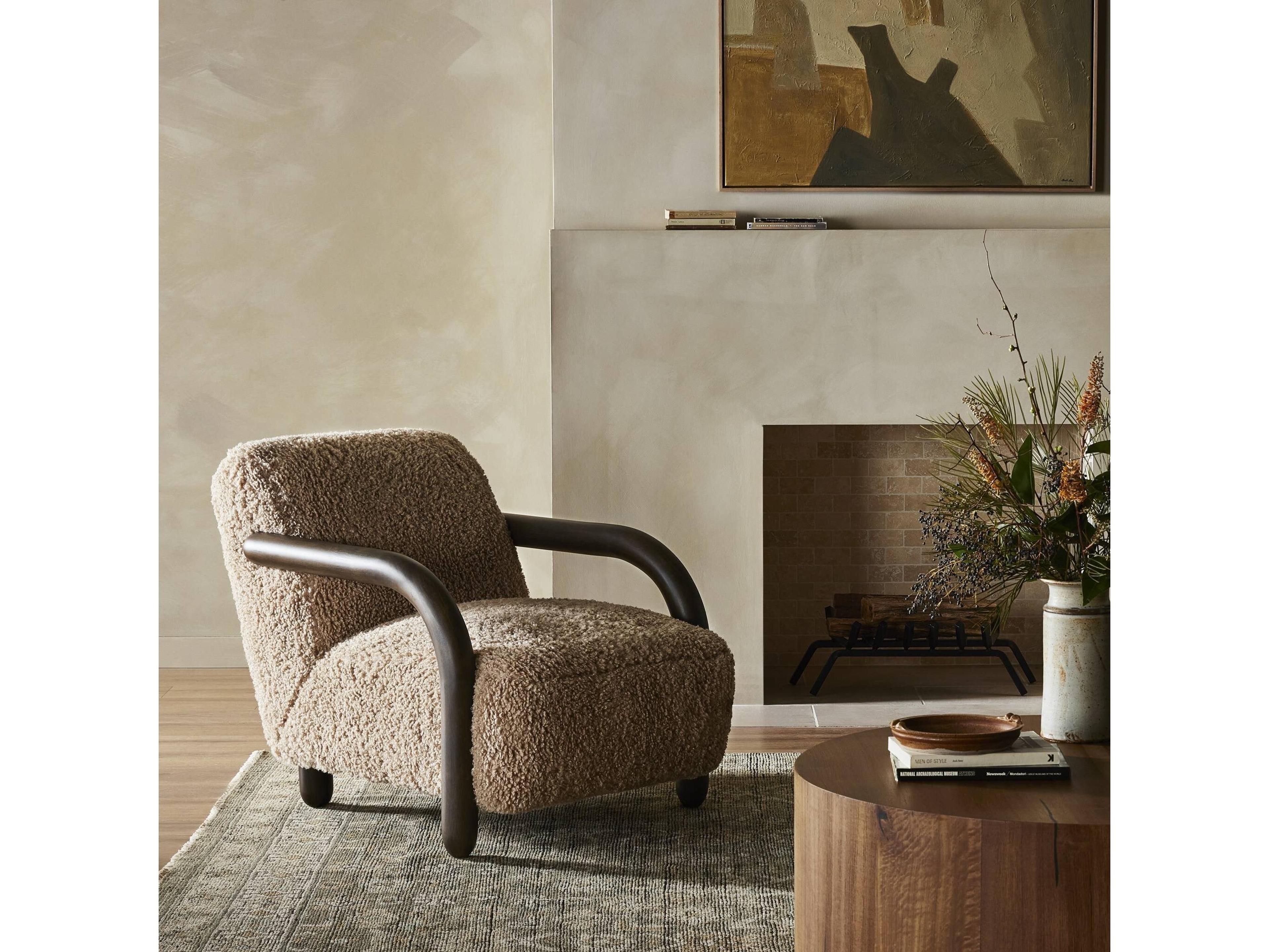 Four Hands Kensington Aniston Brown Fur Accent Chair