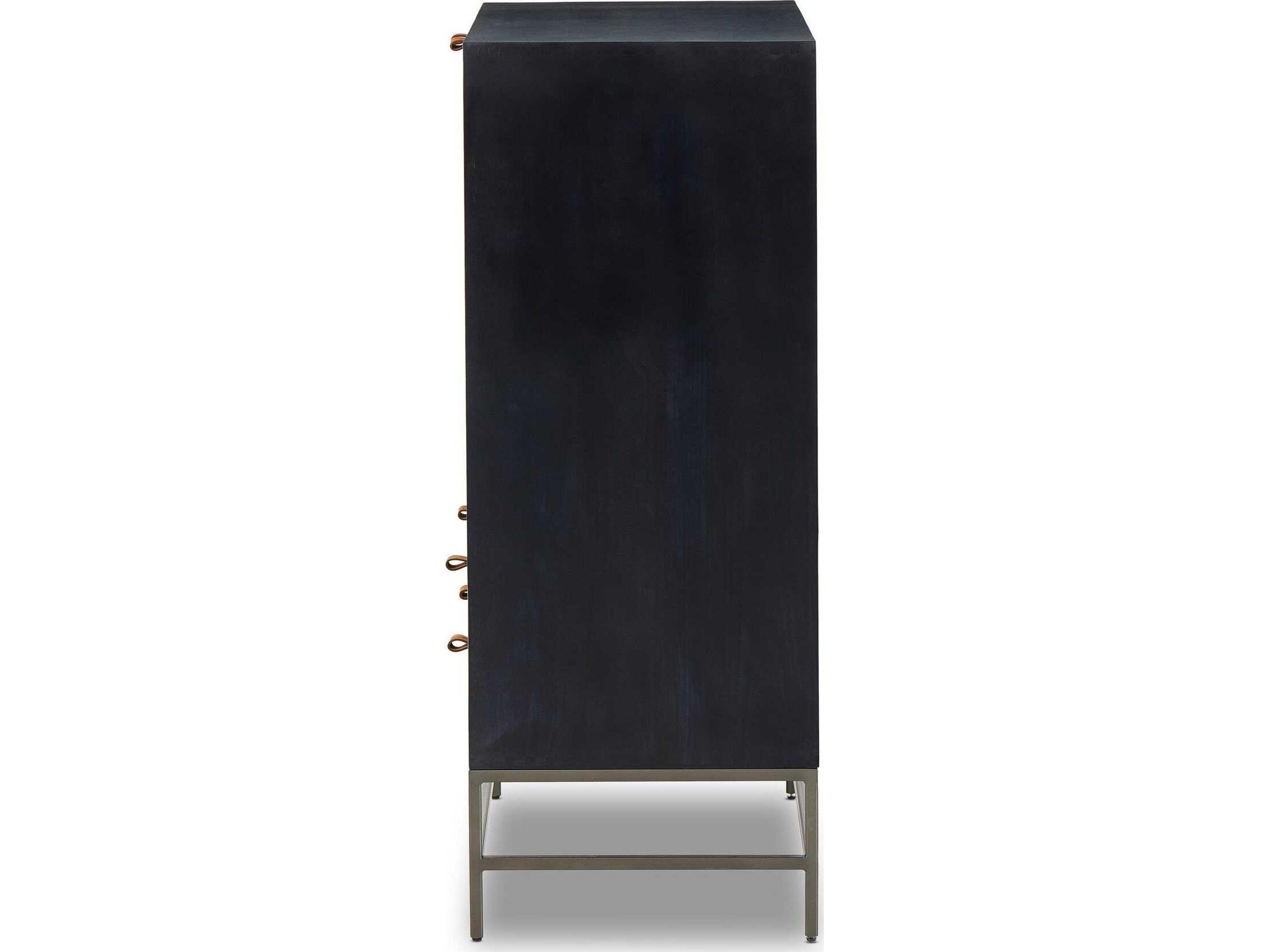 Four Hands Fulton Black Poplar Wood Bar Cabinet