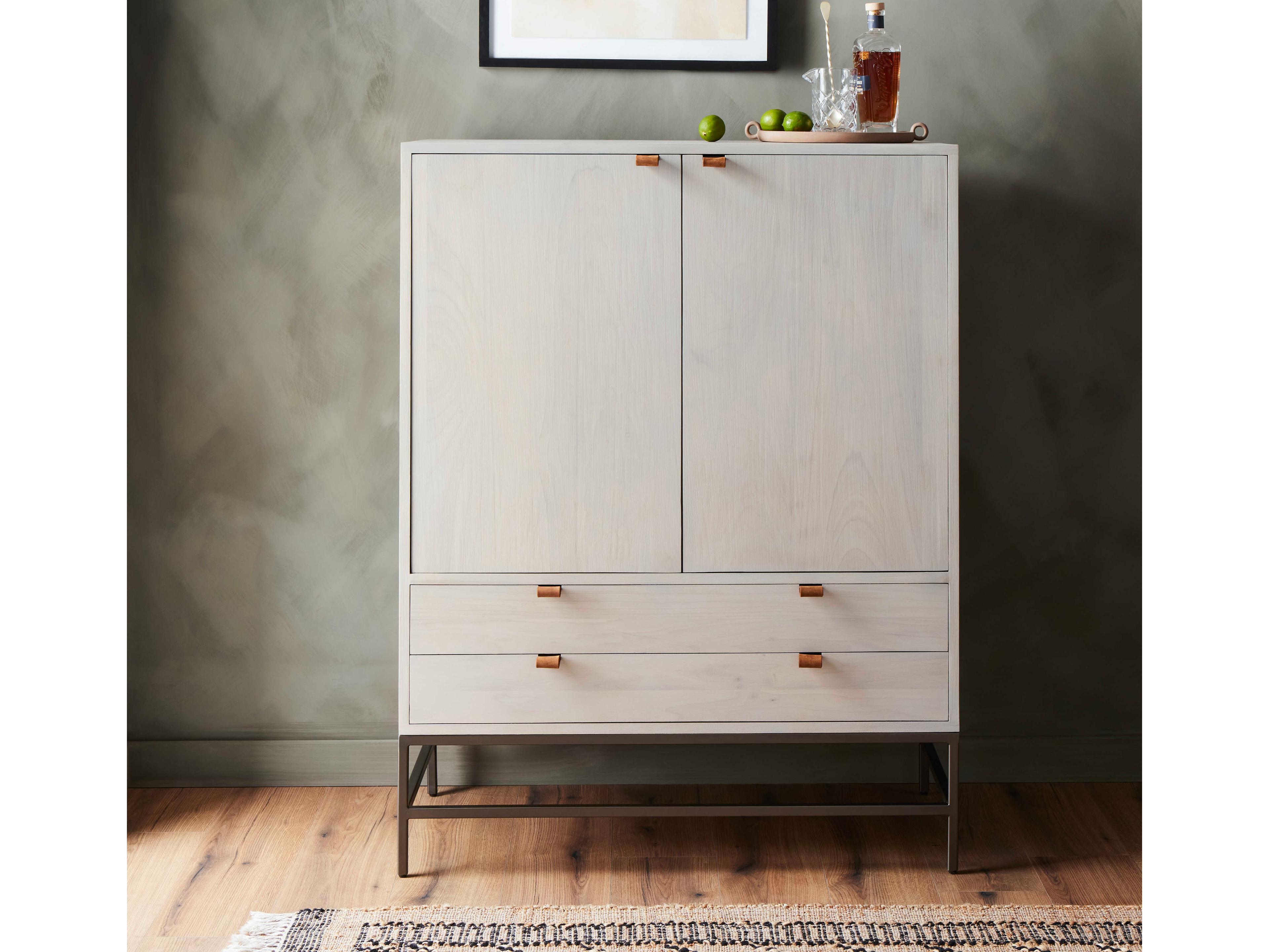 Luxecor Globetrotter White Poplar Wood Bar Cabinet