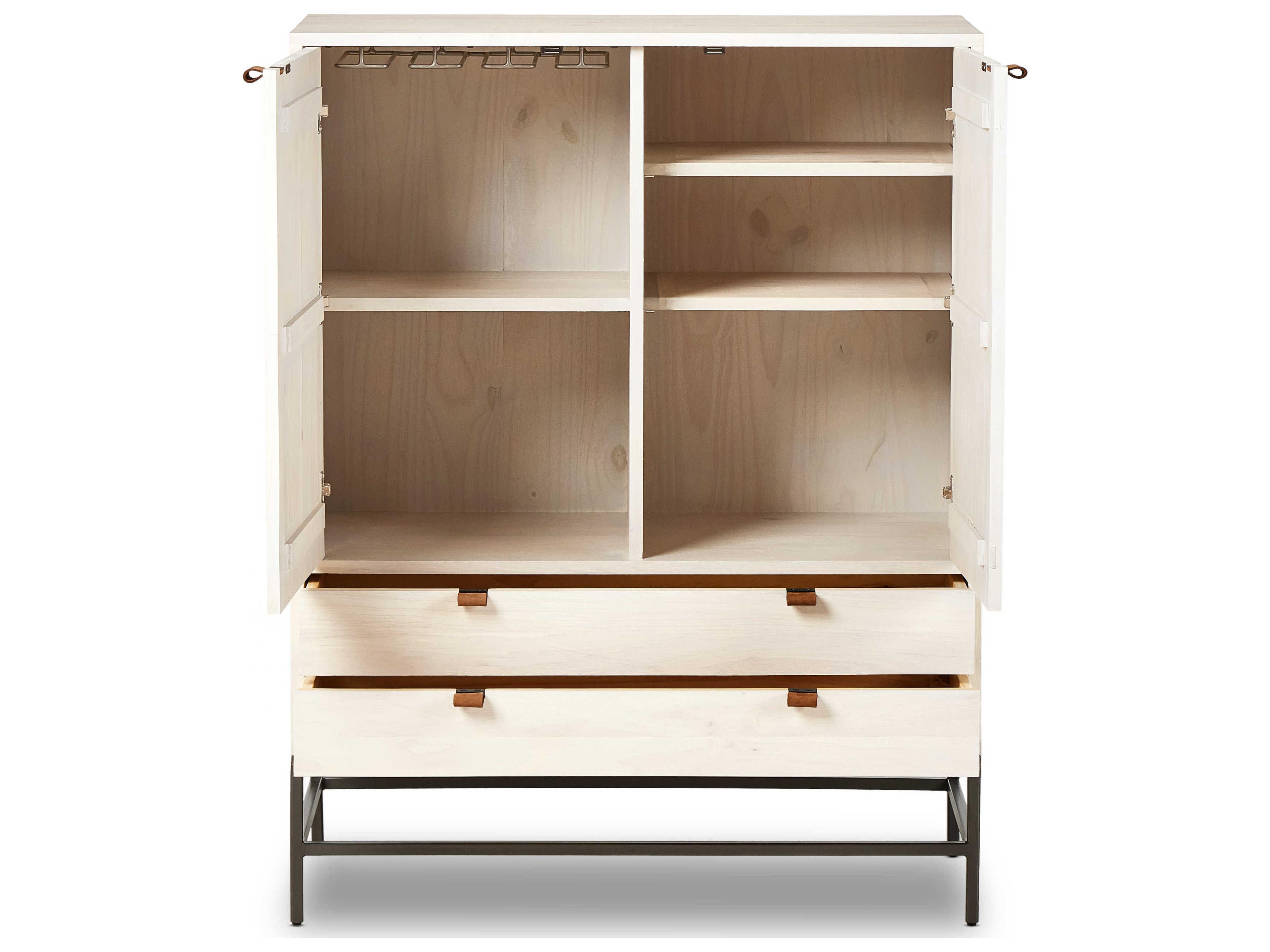 Luxecor Globetrotter White Poplar Wood Bar Cabinet