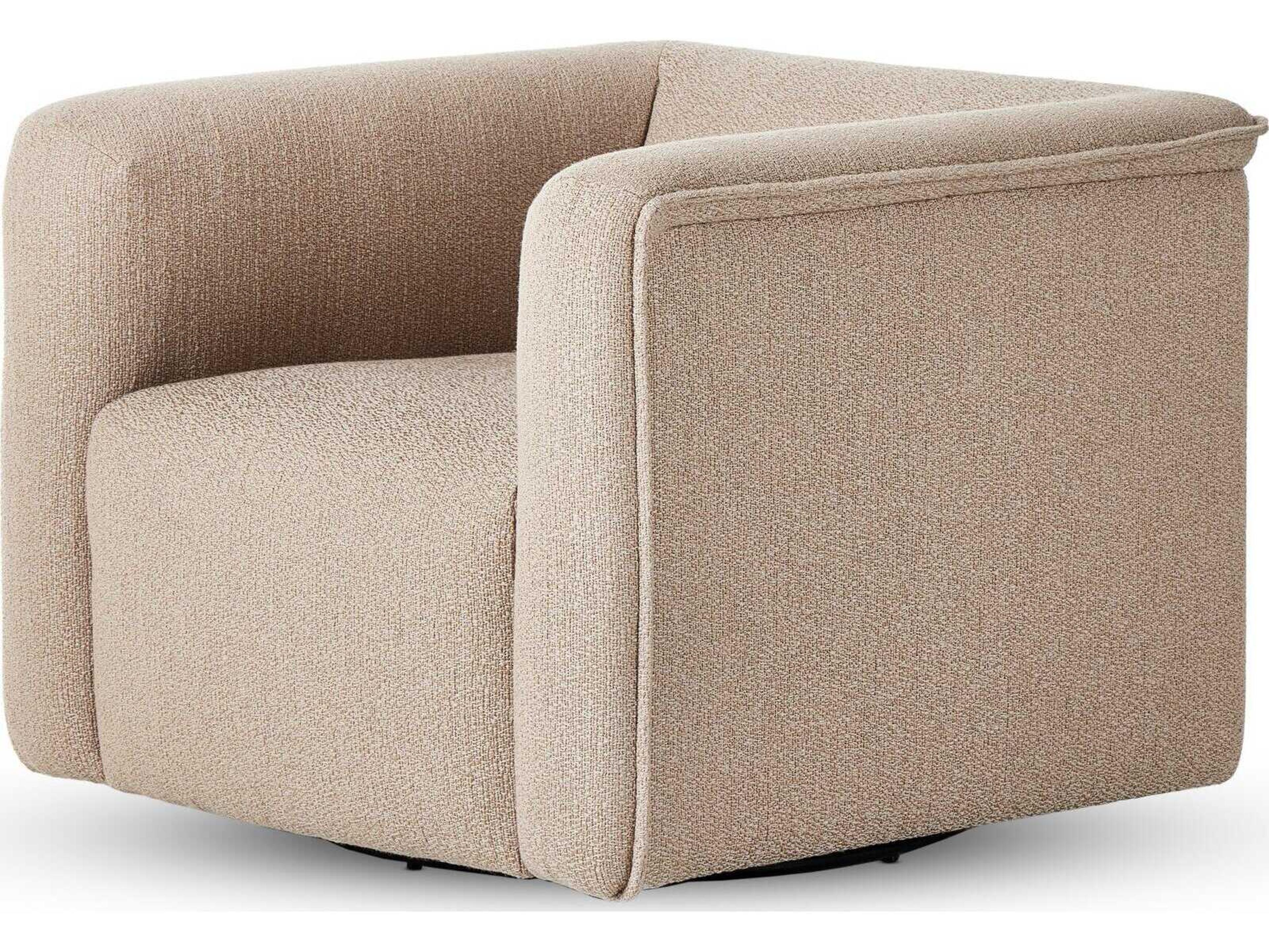 Kensington Wellborn Swivel Beige Fabric Accent Chair