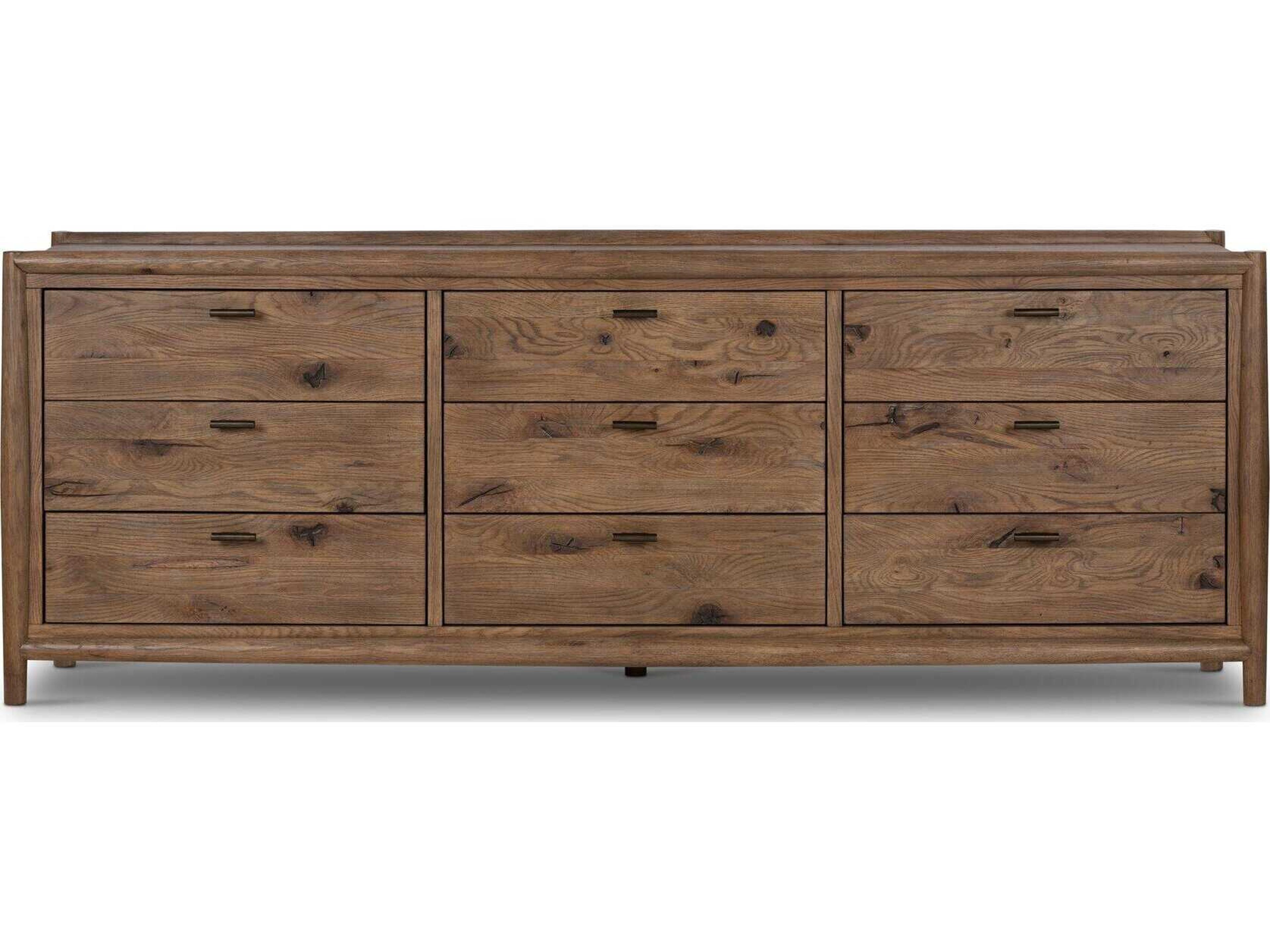 Four Hands Bolton Glenview 9-Drawers Brown Oak Wood Dresser