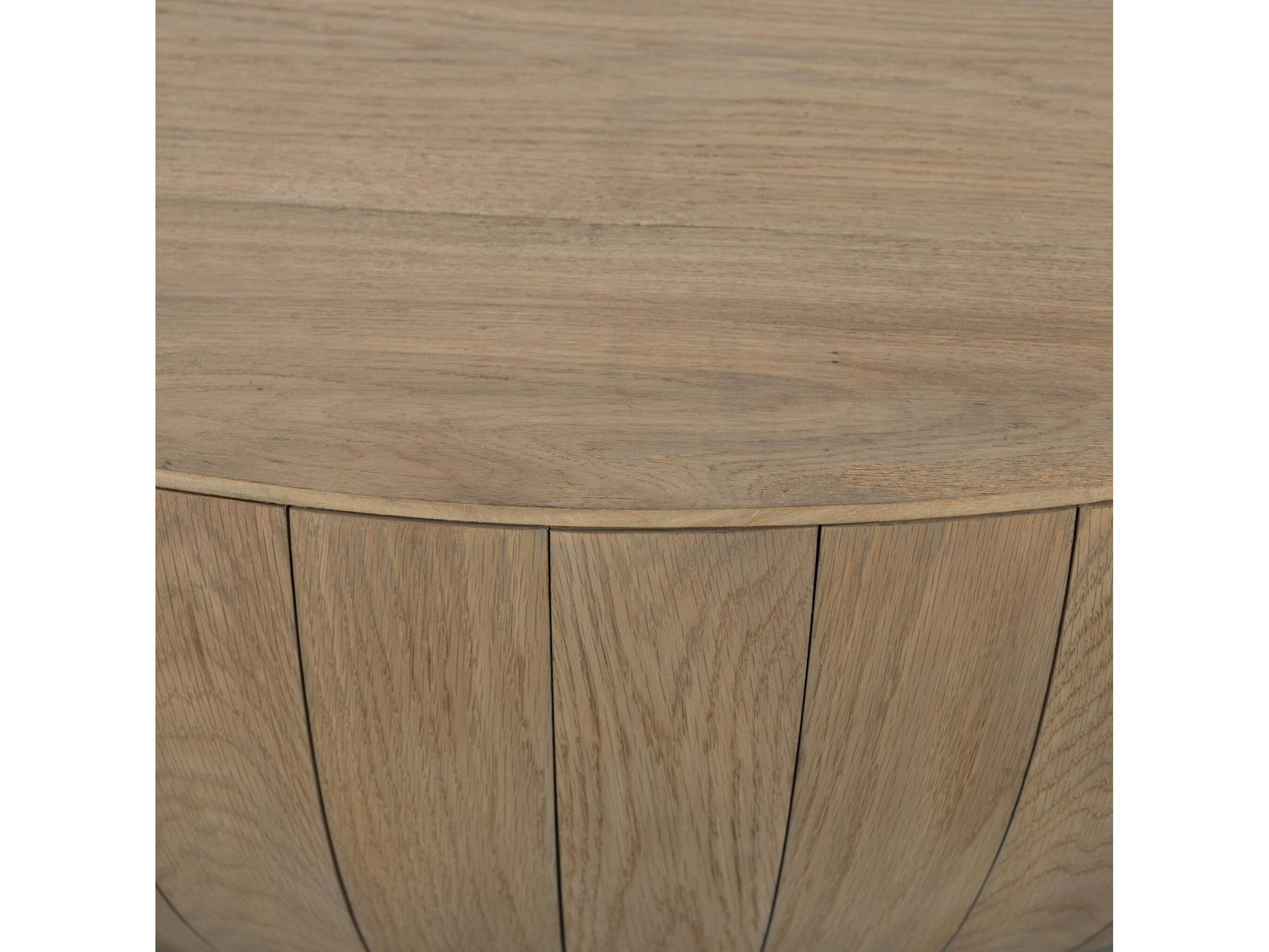 Four Hands Bina Ryan Natural Resawn Oak Round Wood Oak Coffee Table