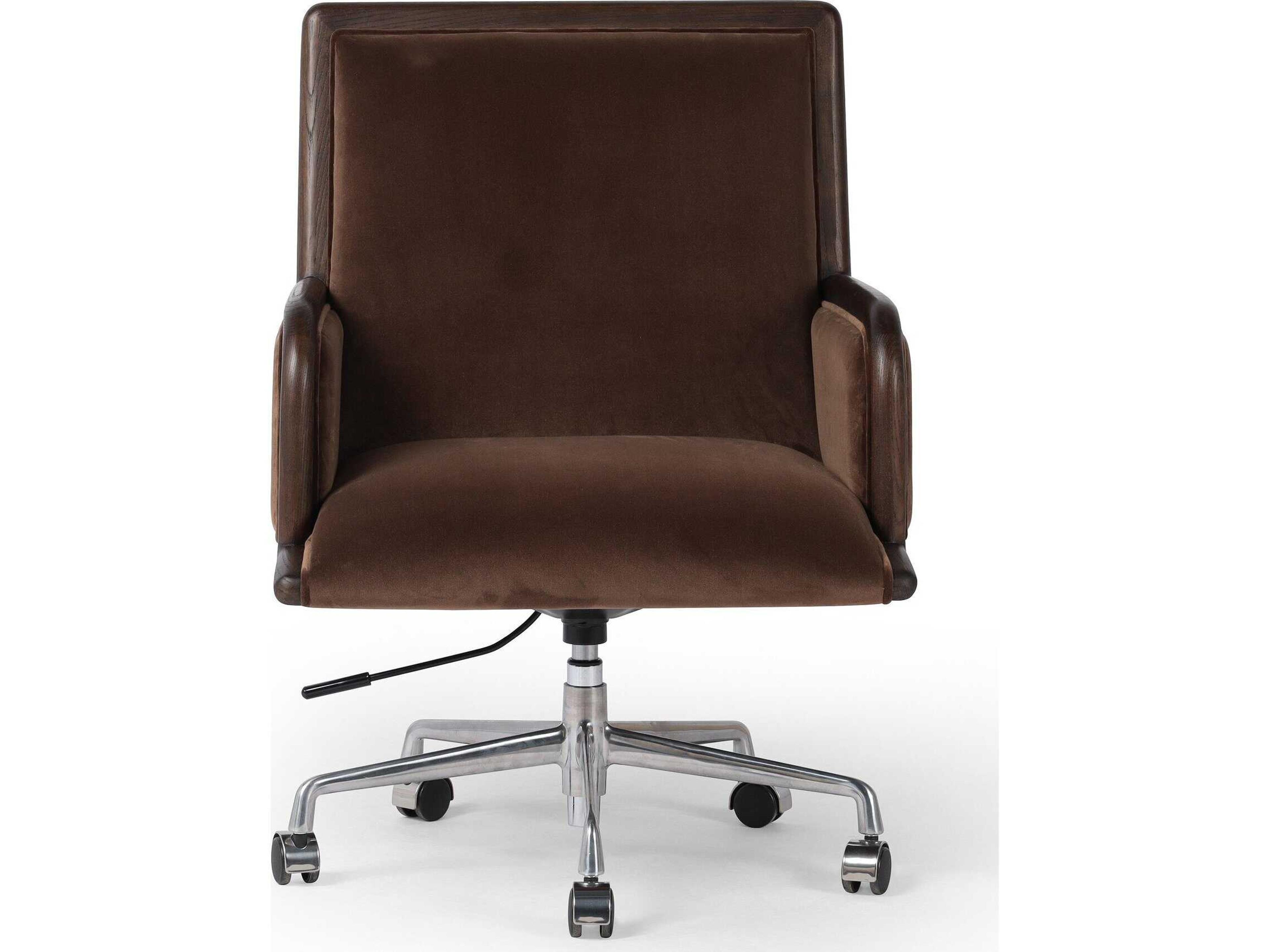 Four Hands Allston Brown Upholstered Adjustable Swivel Computer Office Chair